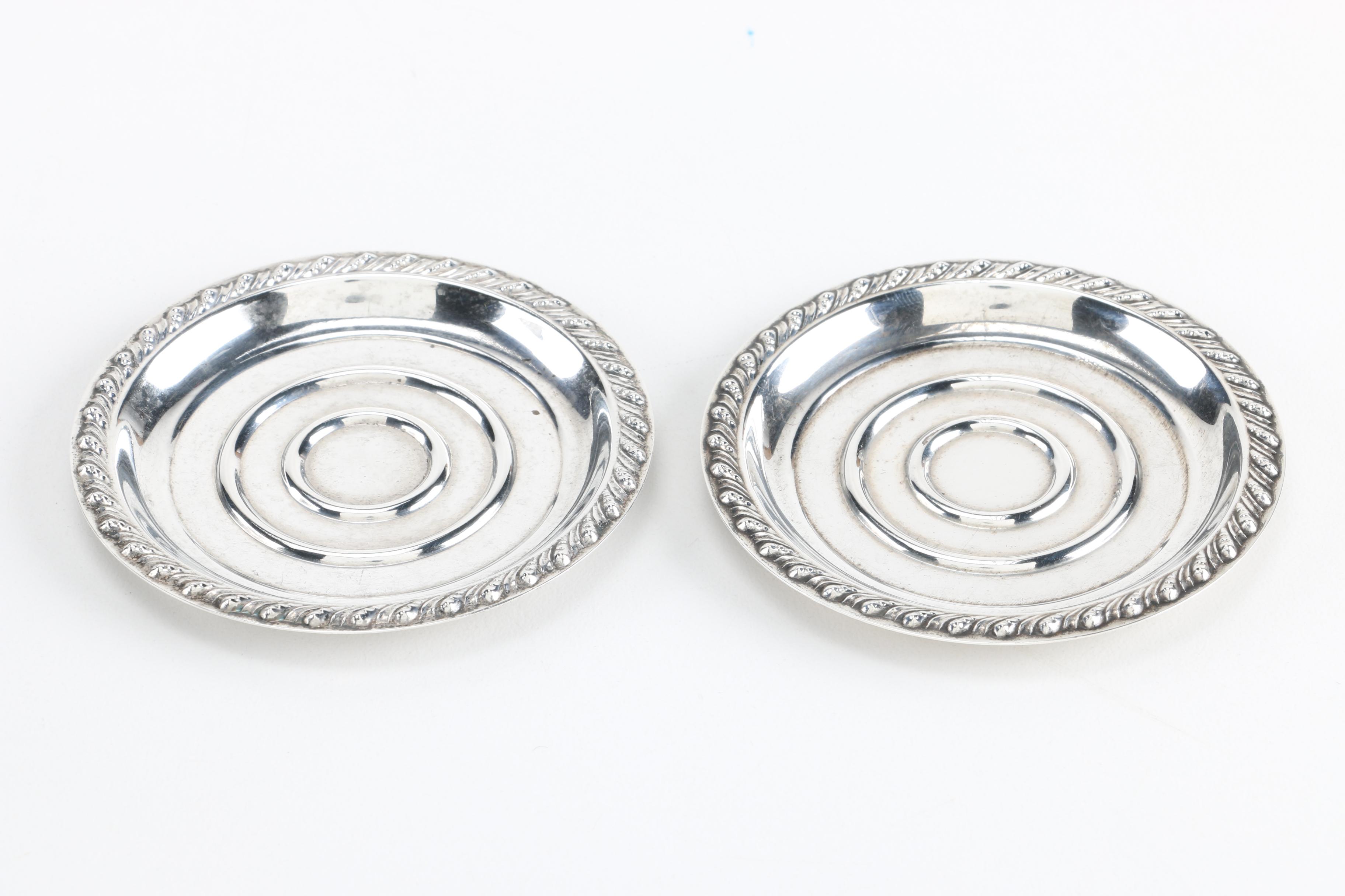 Sterling Silver Toothpick Cup and Matching Saucers