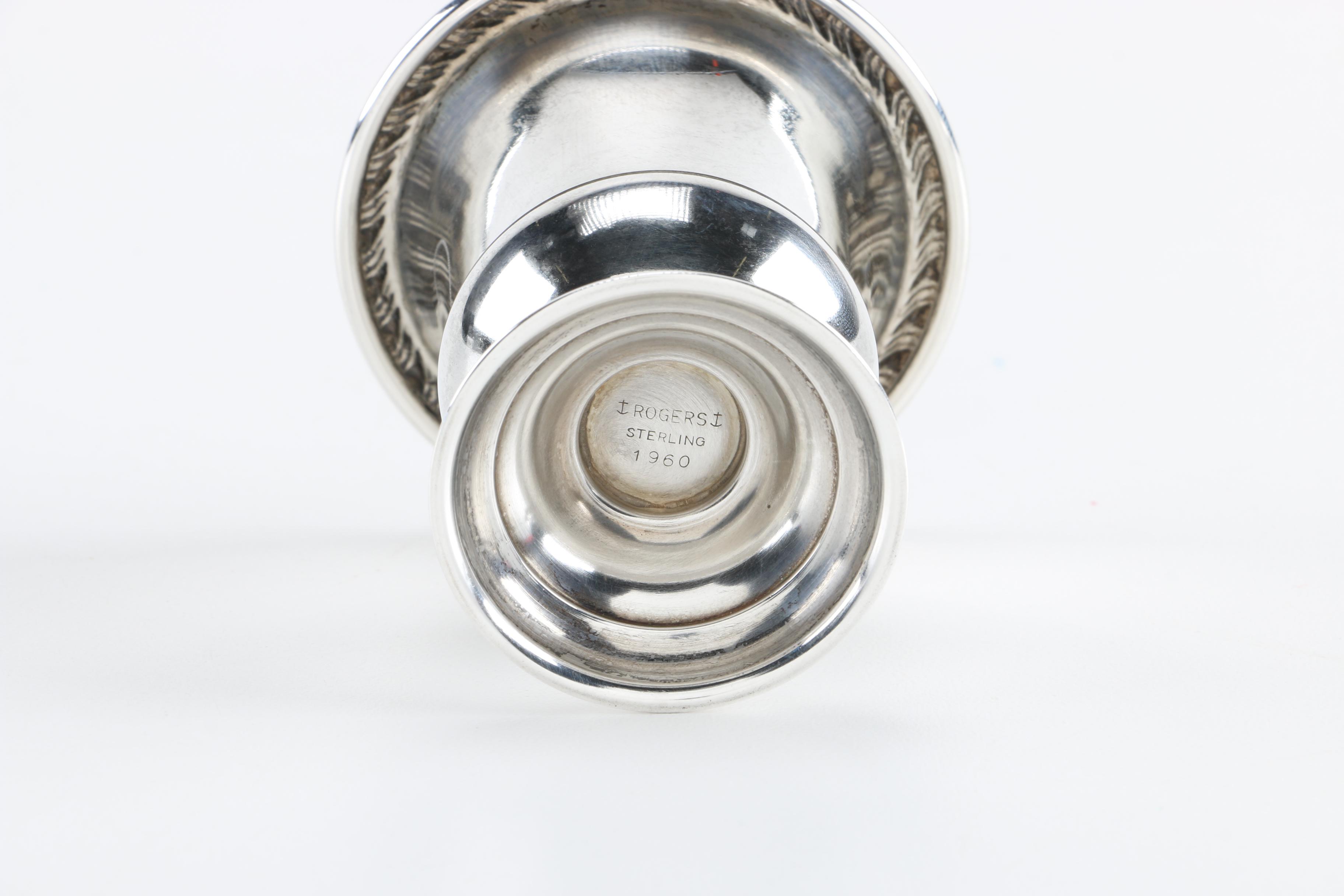 Sterling Silver Toothpick Cup and Matching Saucers