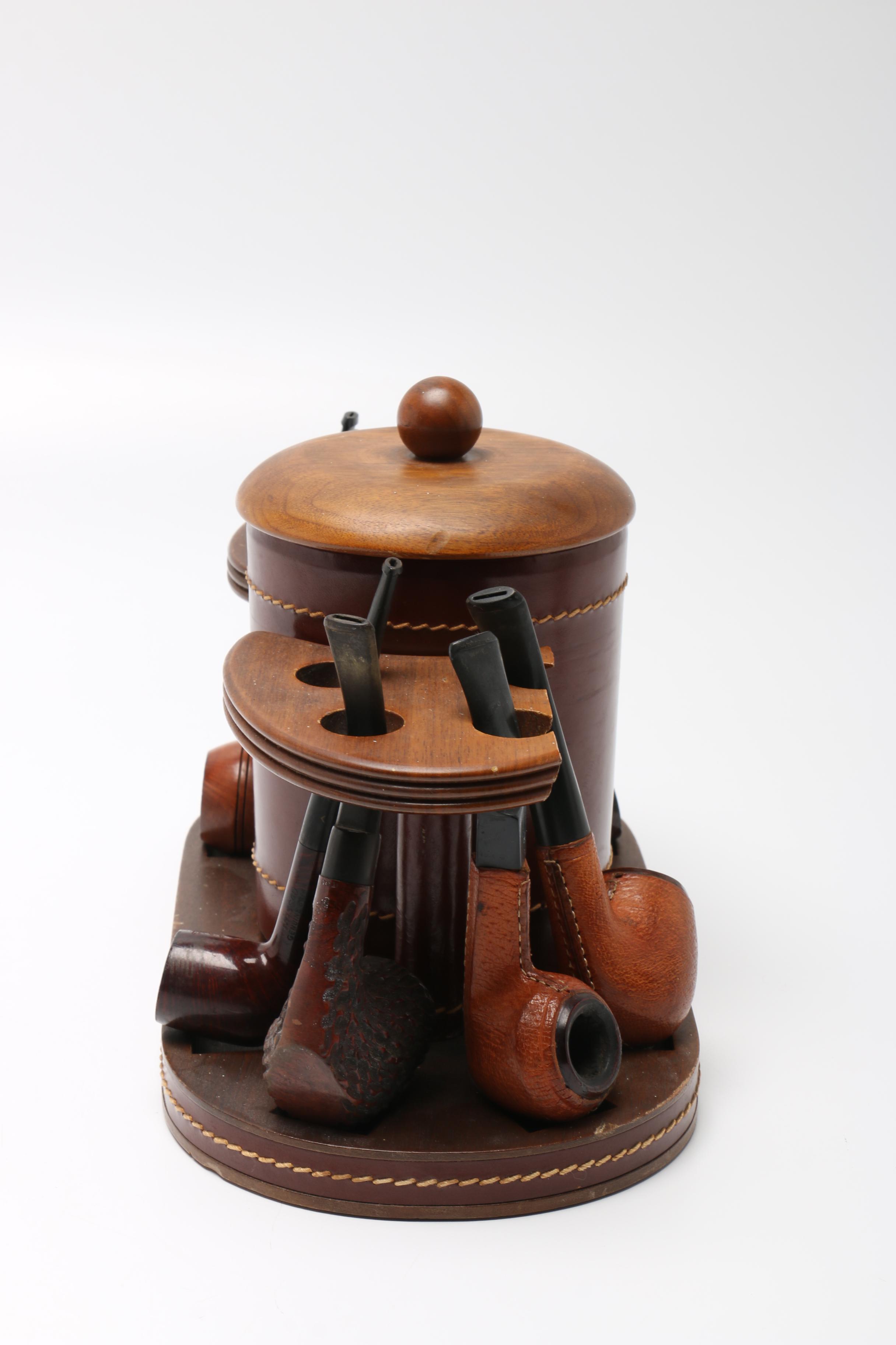 Pipes And Pipe Stand With Jar