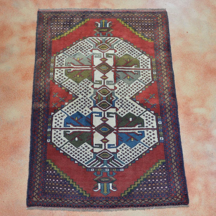 Hand Knotted Kurdish Accent Rug