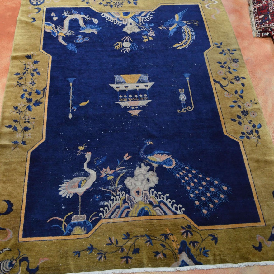 Hand Knotted Art Deco Chinese Area Rug