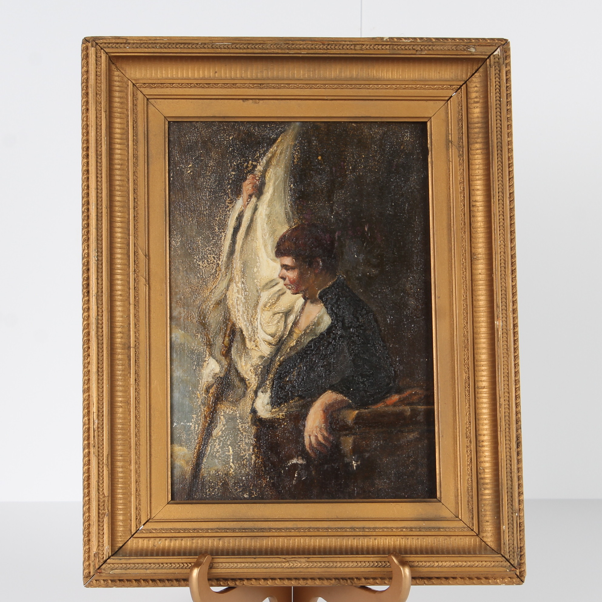 Oil on Board Portrait of a Young Soldier