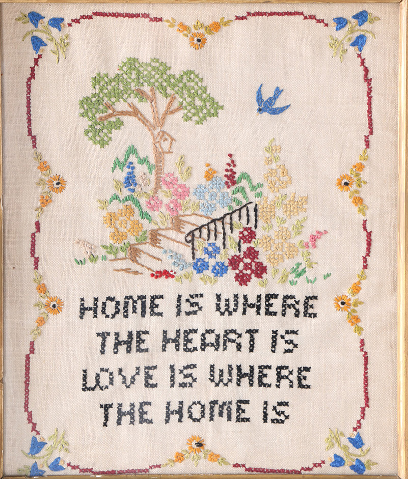Three Mid-Century "Home" Cross Stitch Samplers