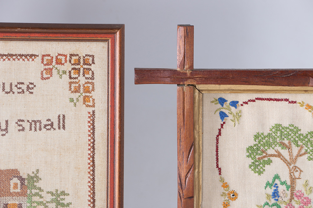 Three Mid-Century "Home" Cross Stitch Samplers