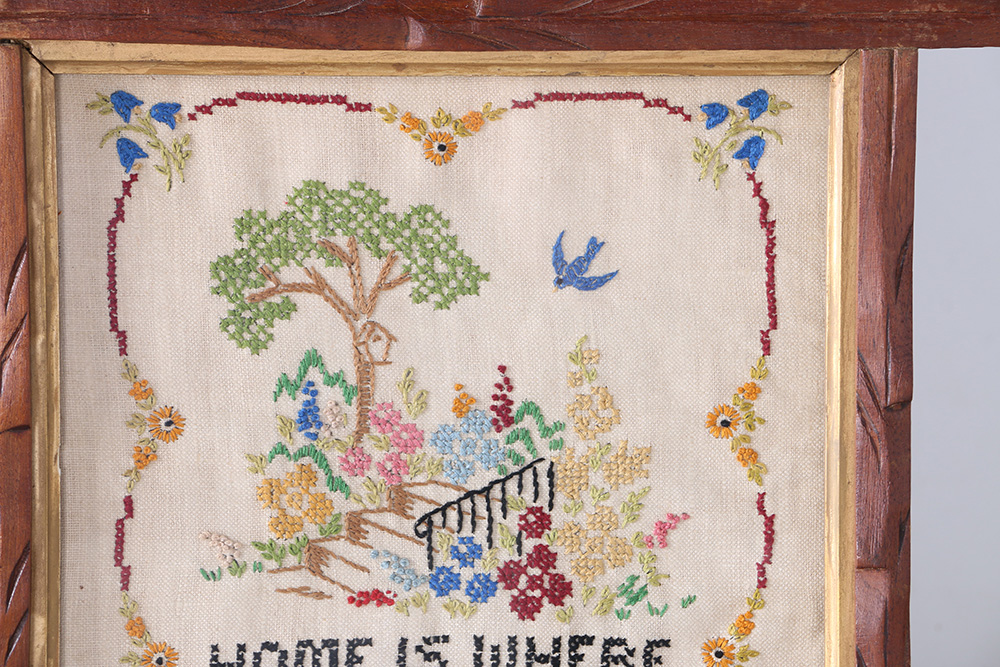 Three Mid-Century "Home" Cross Stitch Samplers