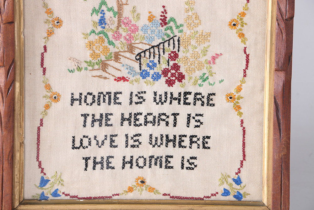 Three Mid-Century "Home" Cross Stitch Samplers