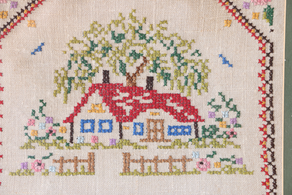 Three Mid-Century "Home" Cross Stitch Samplers