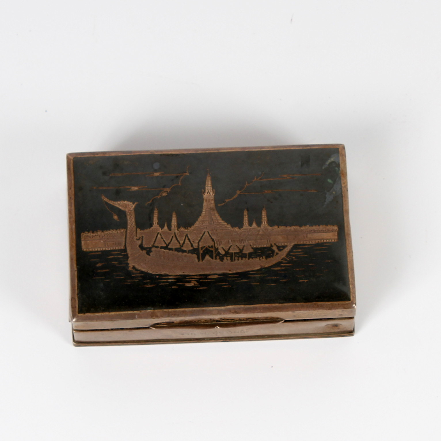 Thai Sterling Silver and Wood Cigar Box
