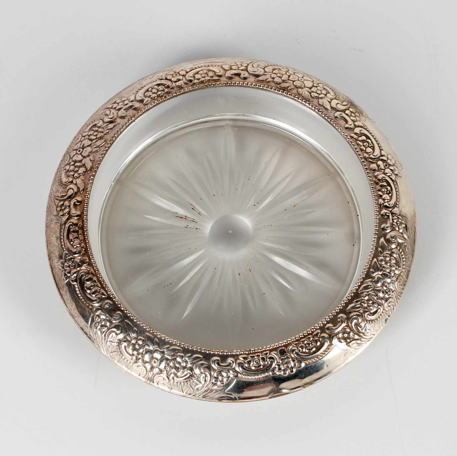 Glass Ash Receiver with Sterling Rim