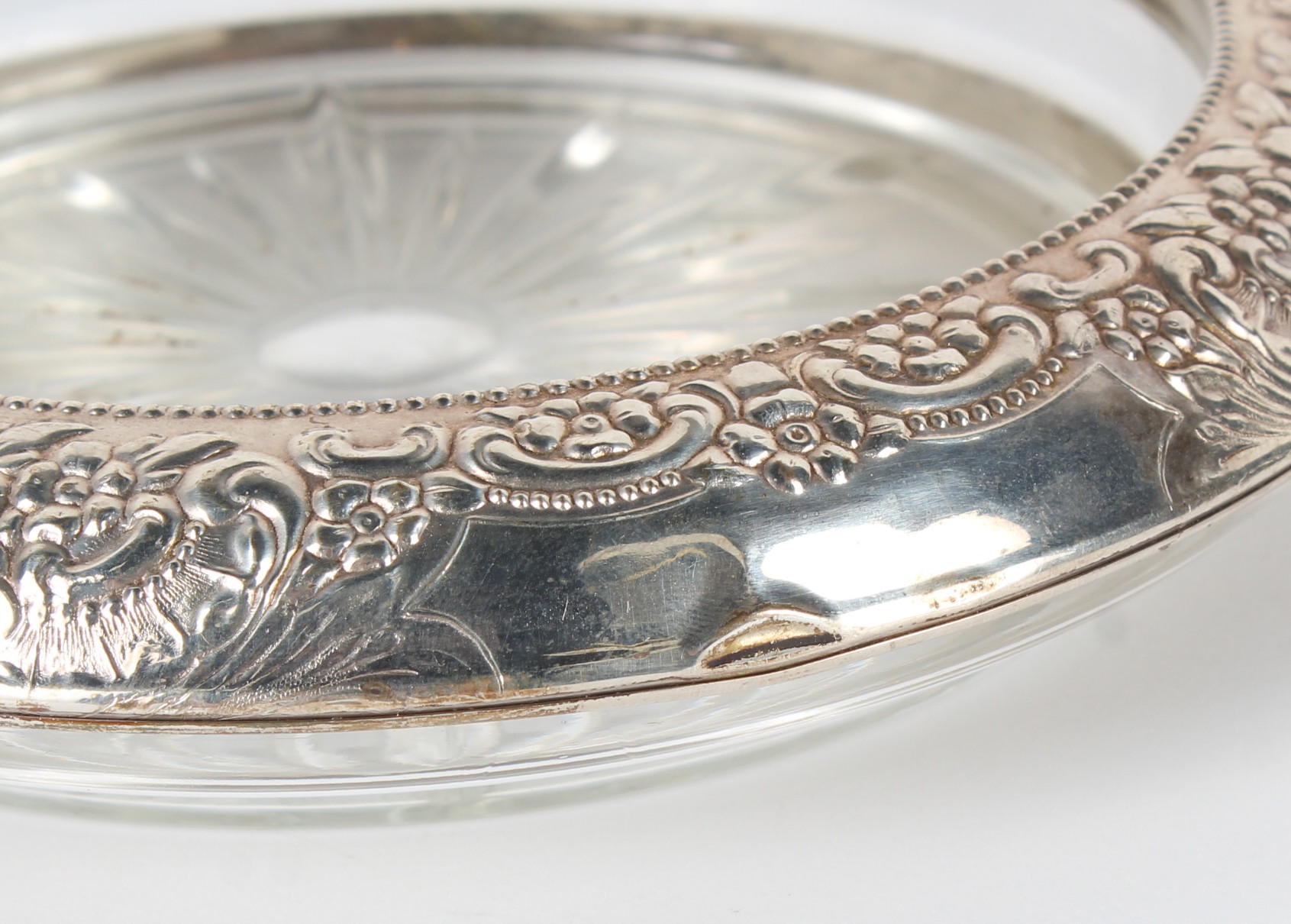 Glass Ash Receiver with Sterling Rim