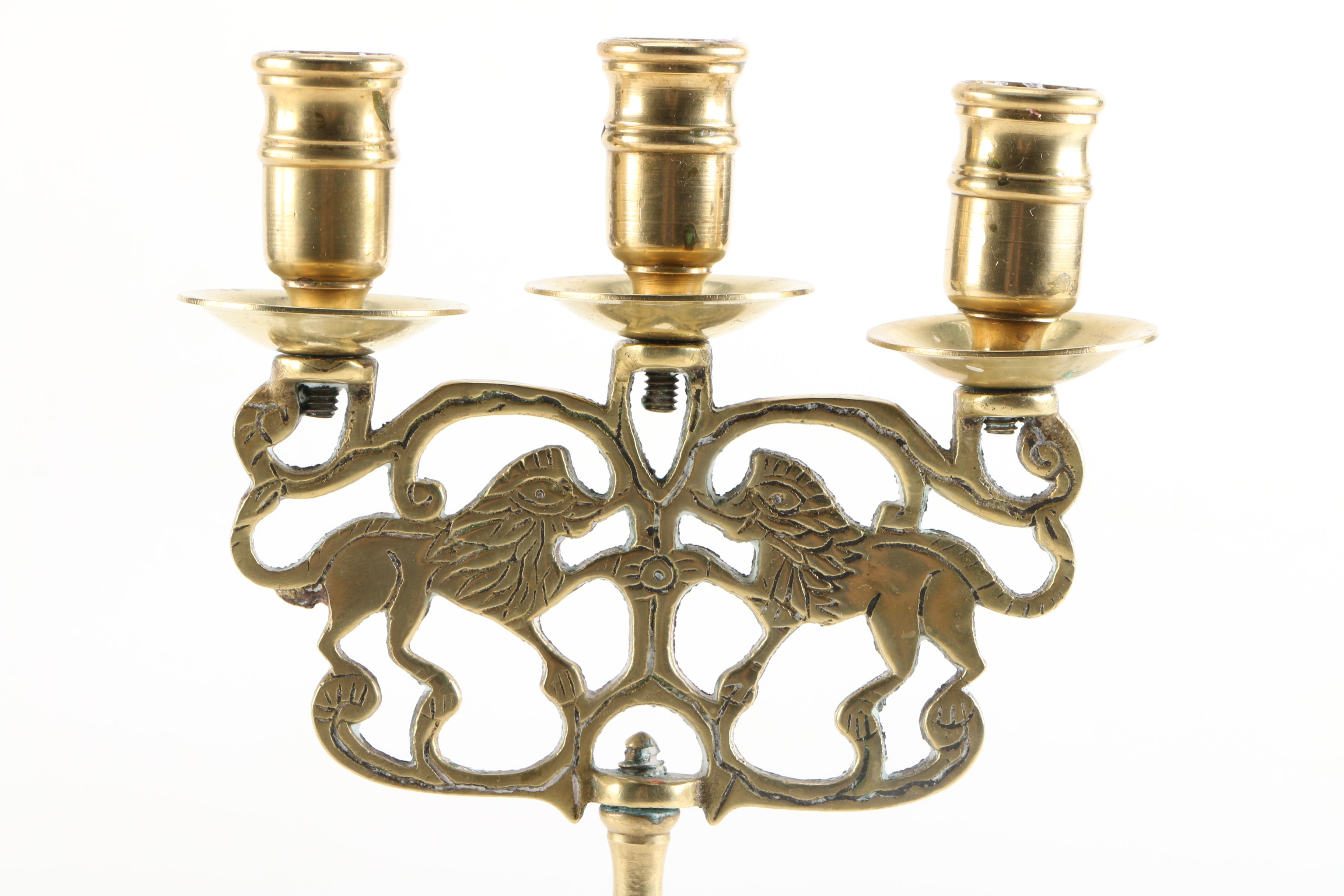 Pair of Brass Candelabras