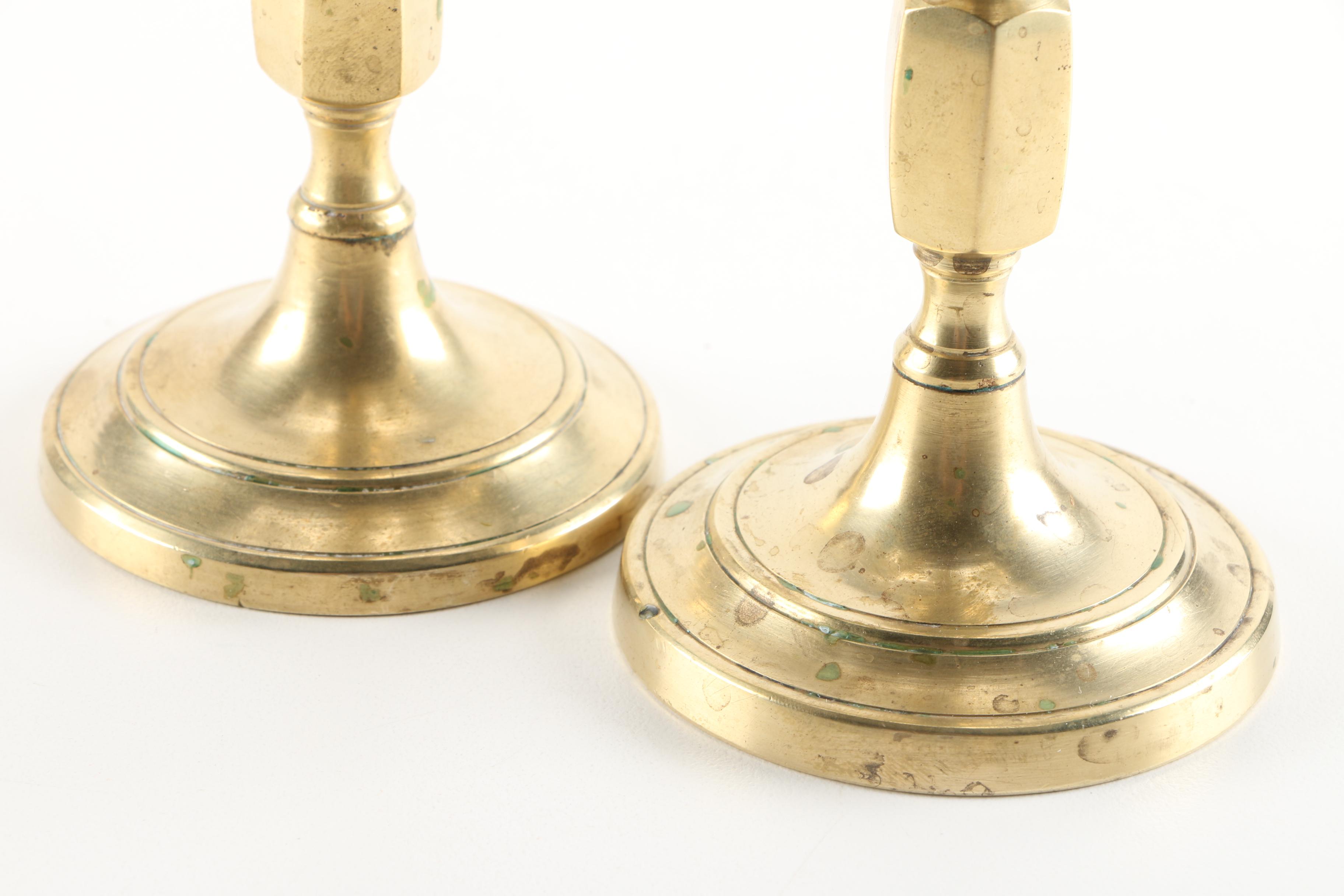 Pair of Brass Candelabras