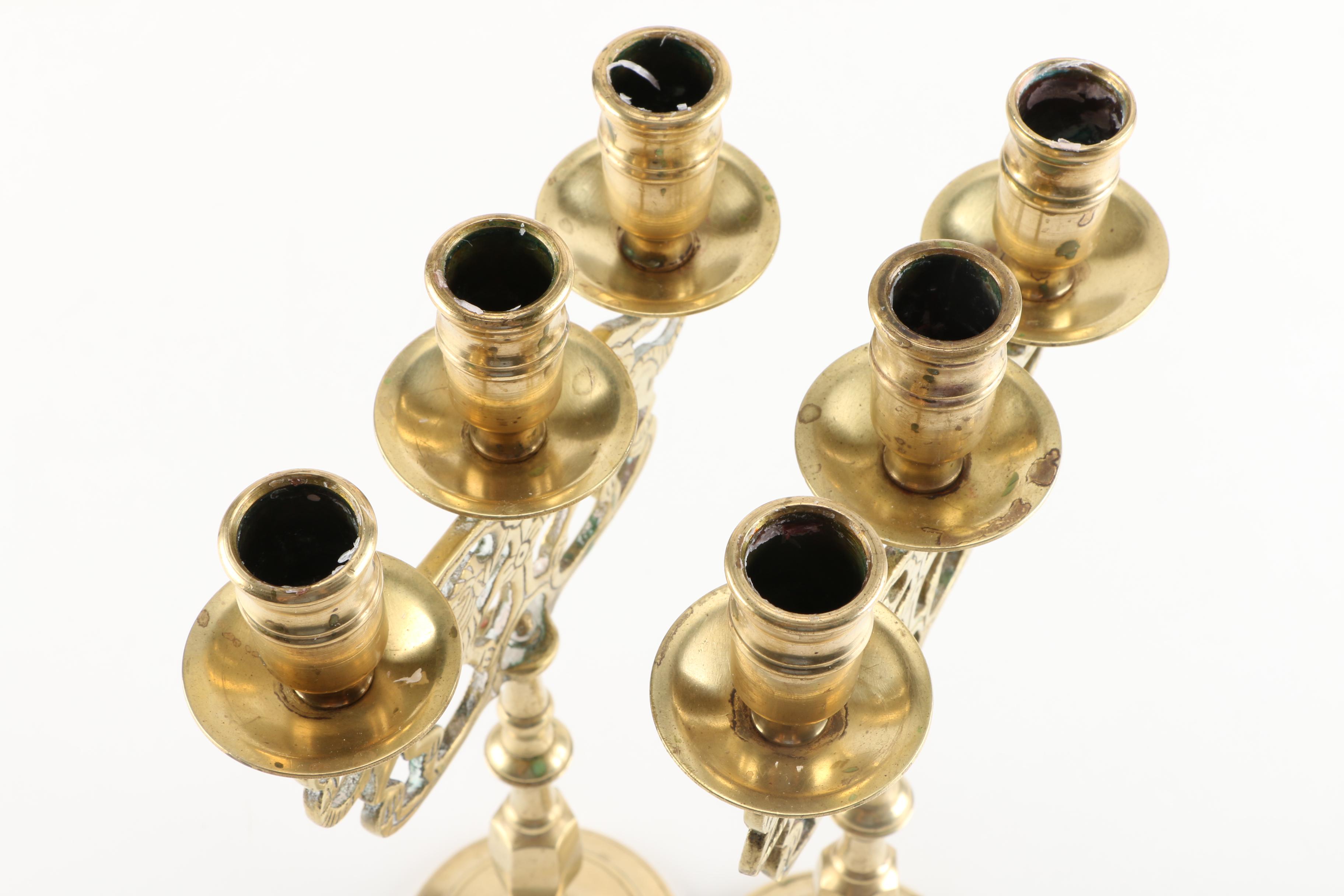 Pair of Brass Candelabras