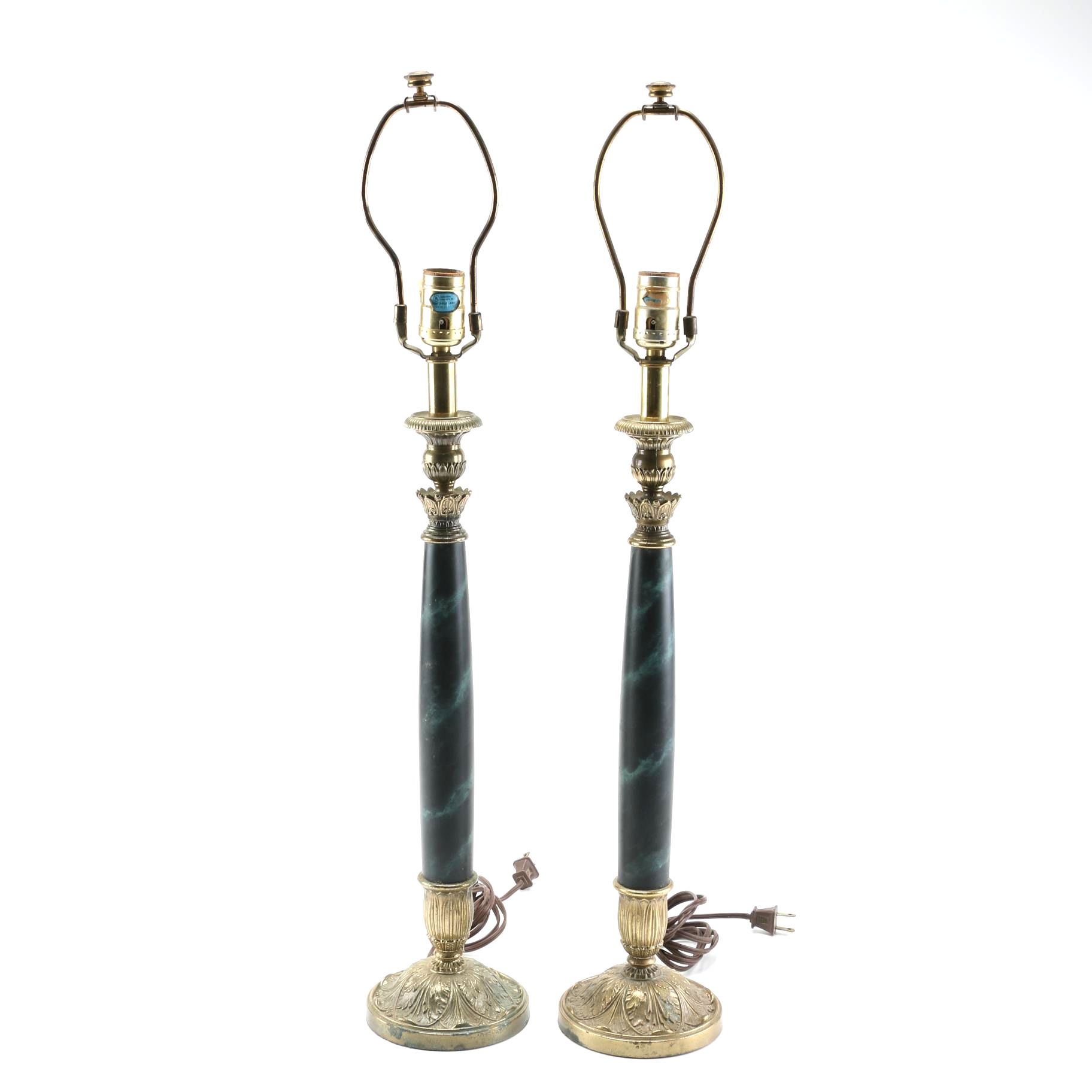 Brass and Marbleized Buffet Lamps