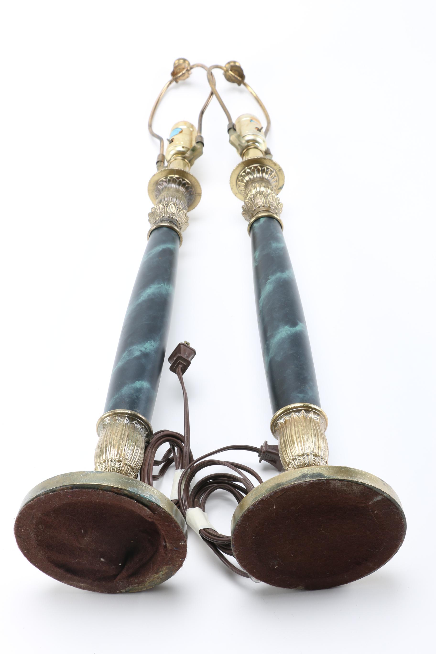 Brass and Marbleized Buffet Lamps