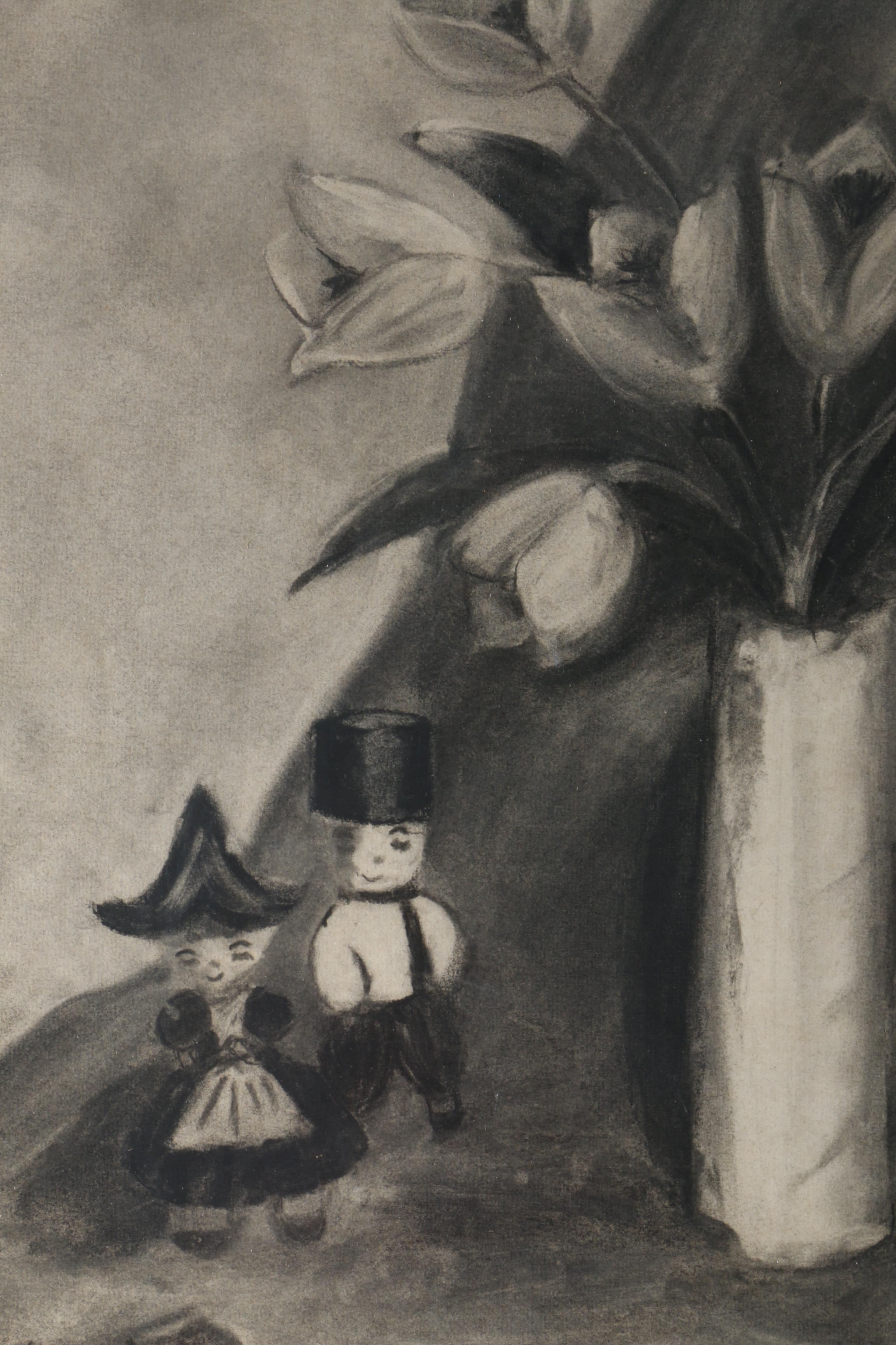 Charcoal Drawing on Paper of Still Life