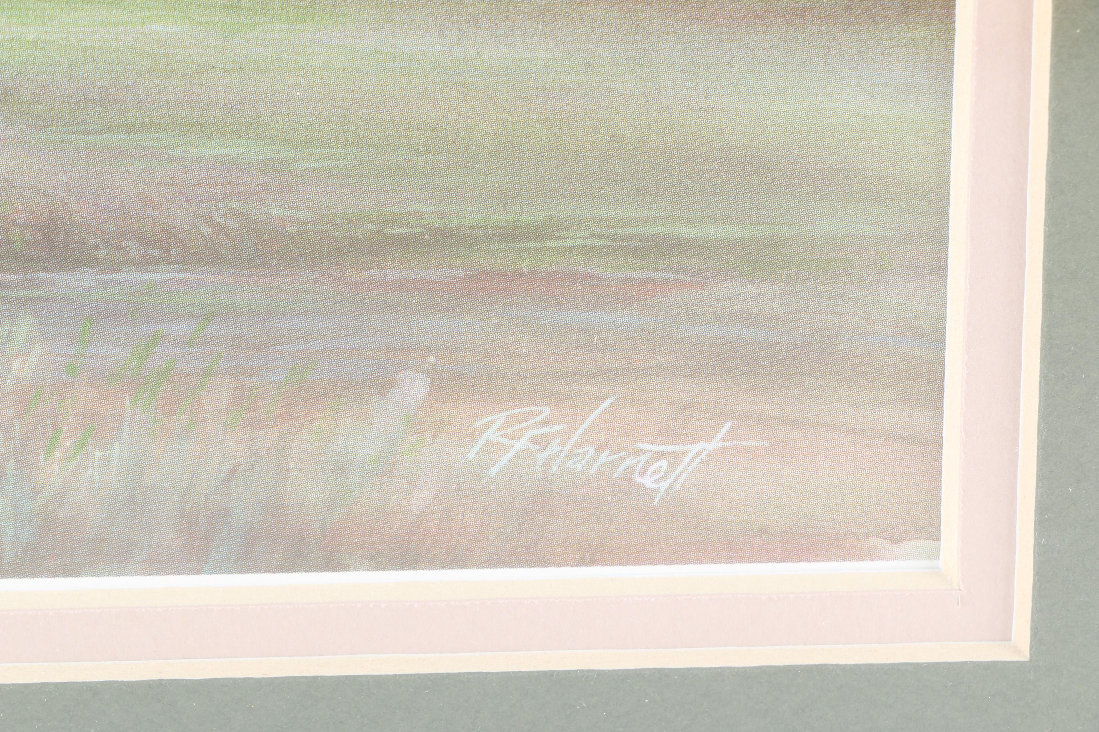 After R. F. Harnett Offset Lithograph "Golfers Teeing Off in Fog"