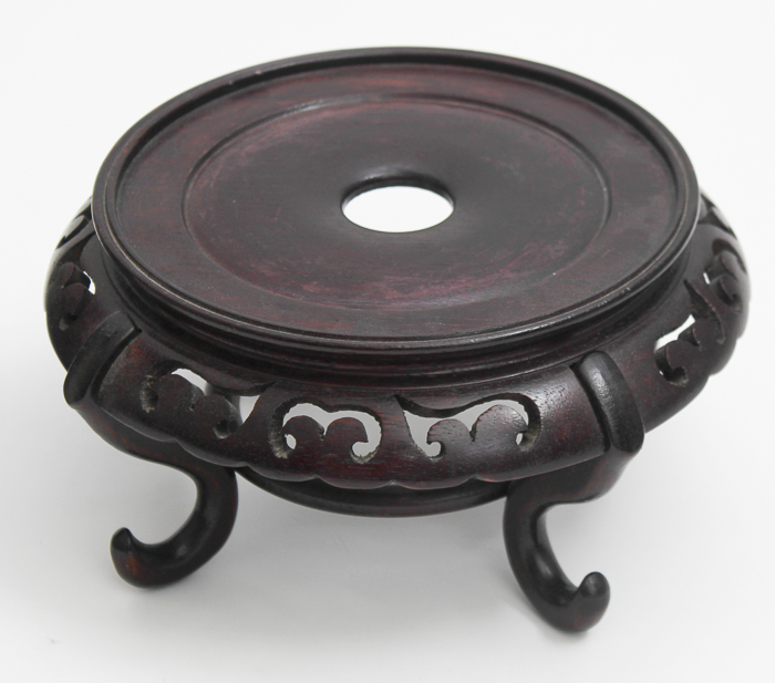 Vintage Chinese Vase with Wooden Stand