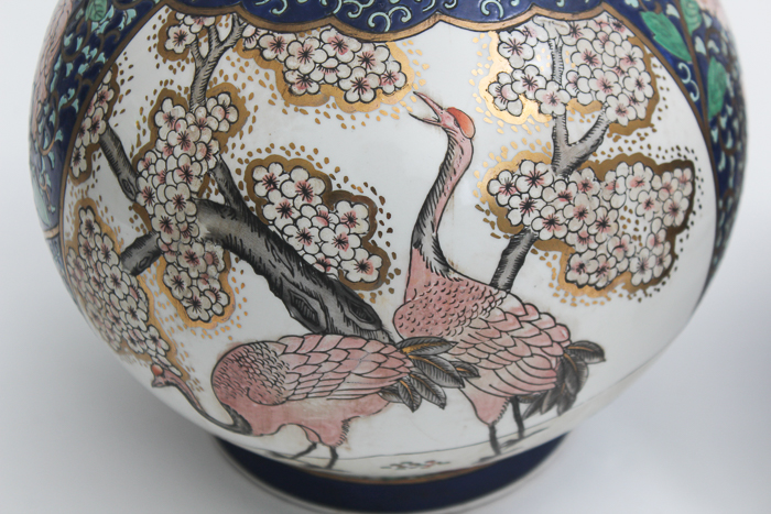 Vintage Chinese Vase with Wooden Stand