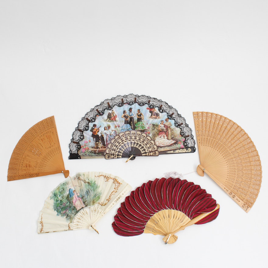 Collection of Vintage Hand Fans