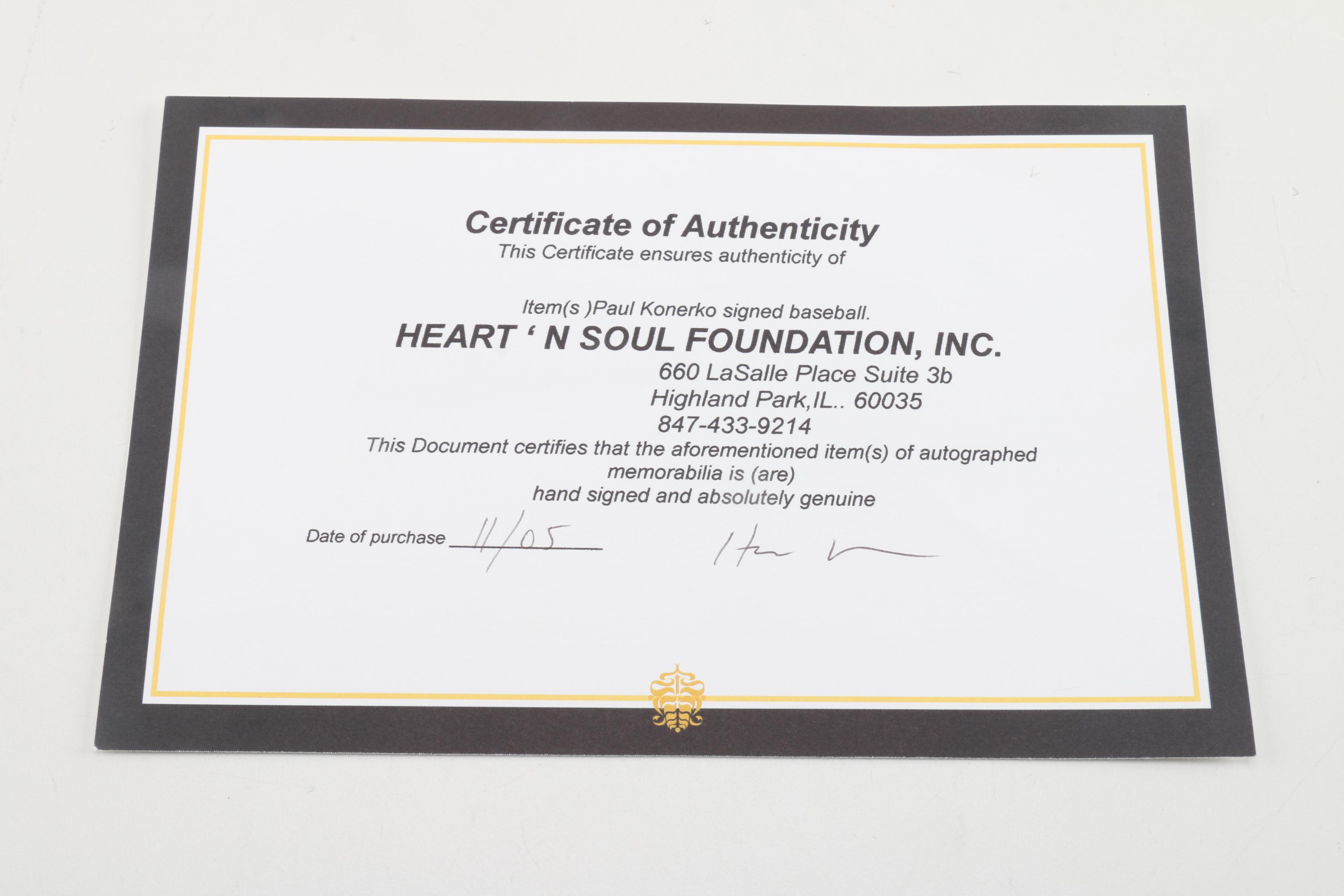 Paul Konerko Signed Baseball