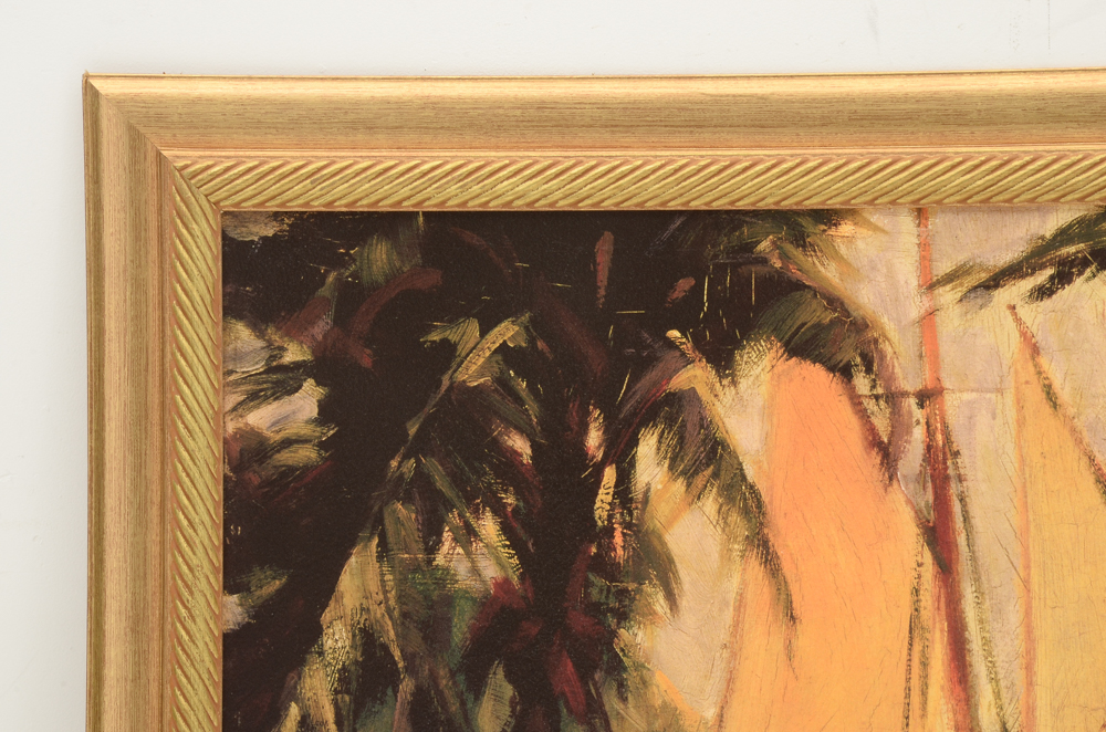 Large Frederick Pawla Offset Lithograph "Sailboat, Santa Barbara"