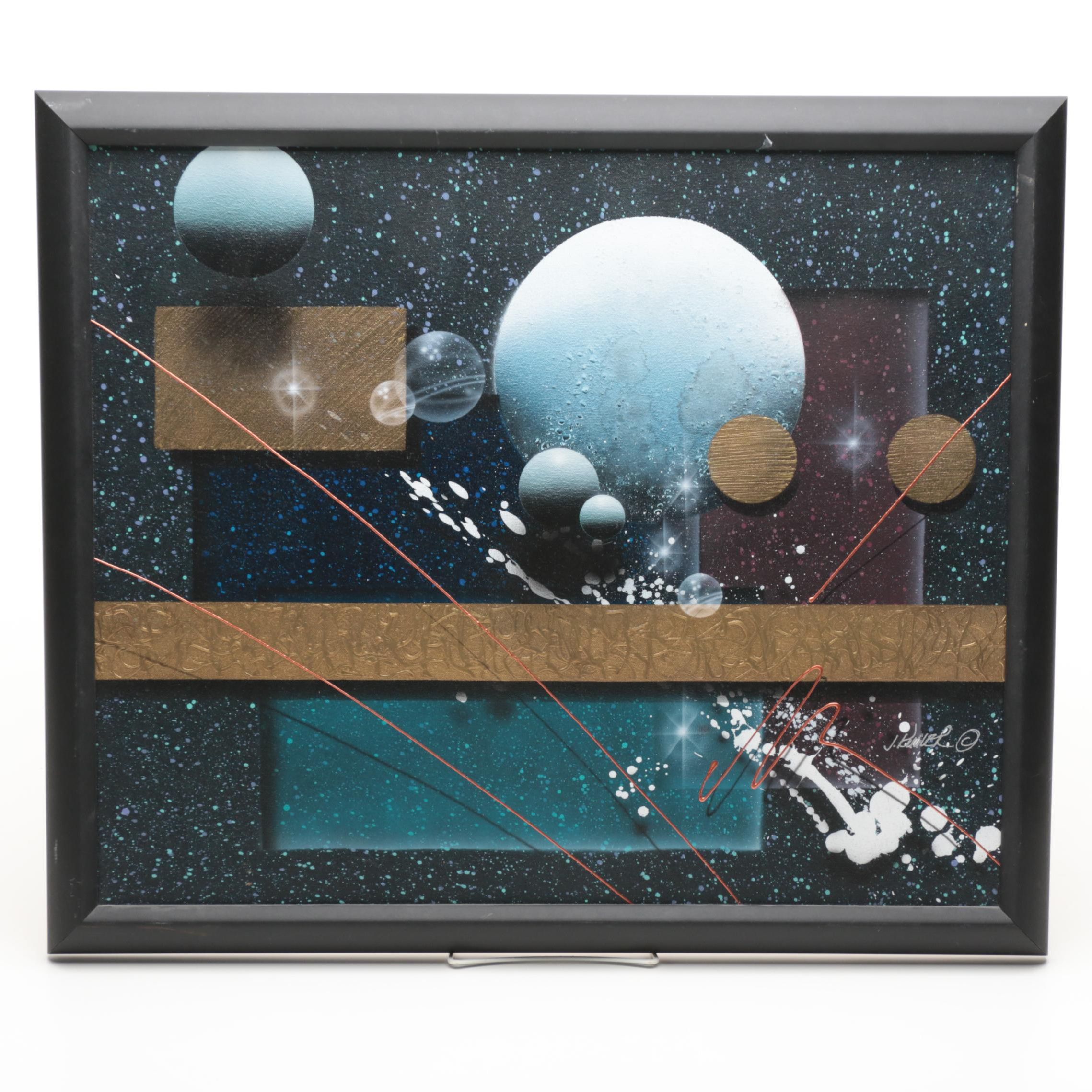 J.C. Kugler Acrylic Painting on Canvas of Abstract Composition