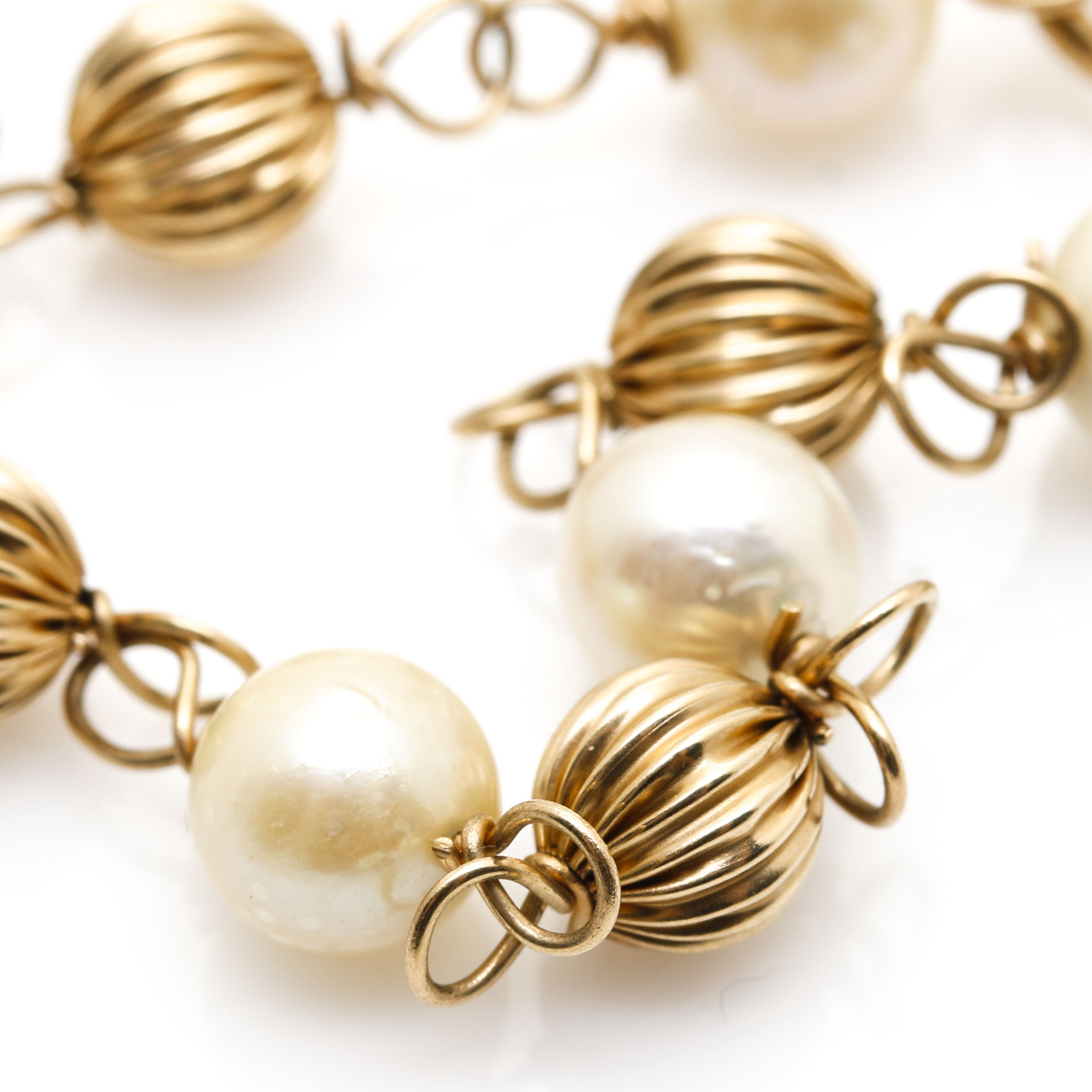 14K Yellow Gold Cultured Pearl Bracelet