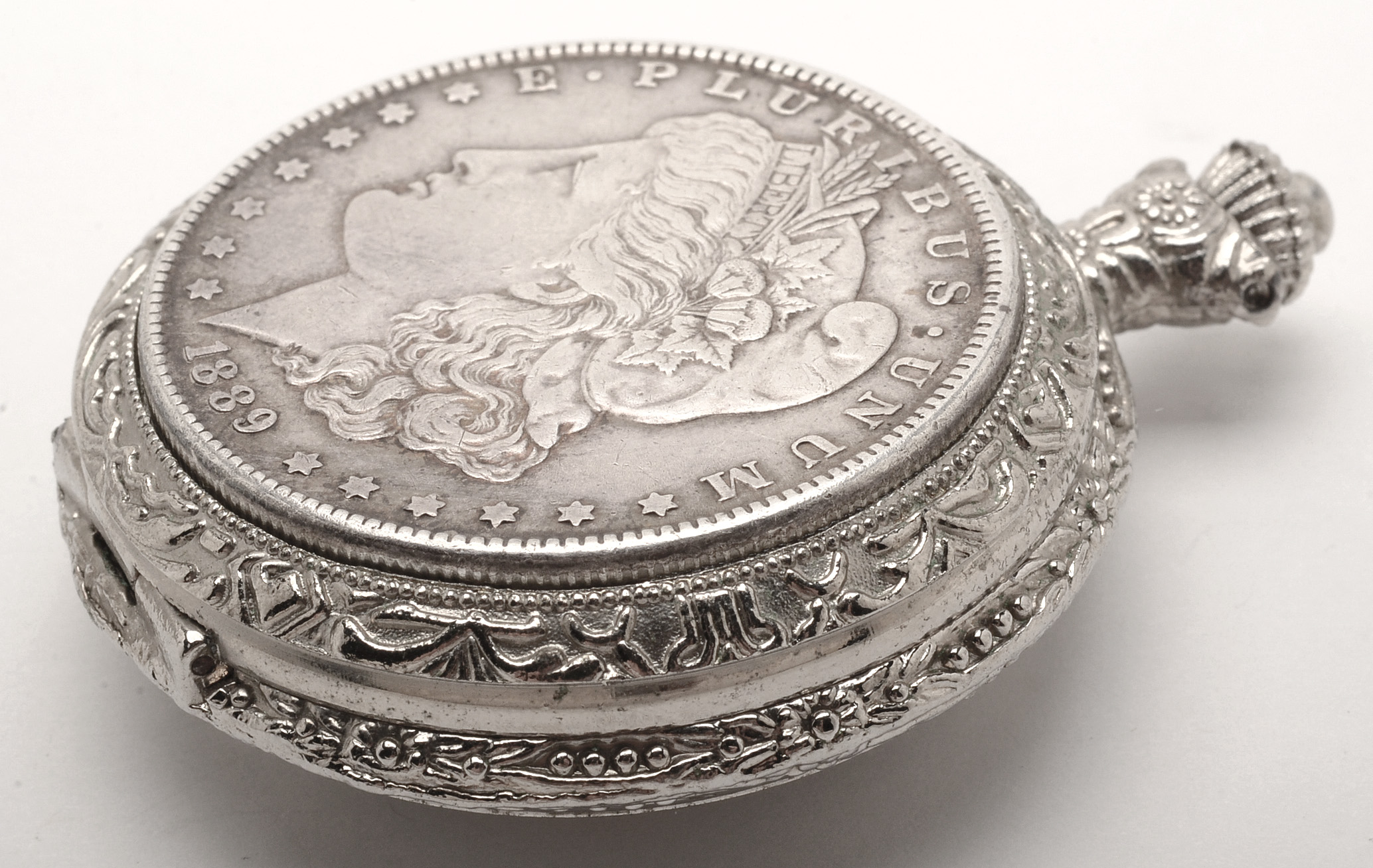 American Historic Society Pocket Watch With 1889 Morgan Dollar