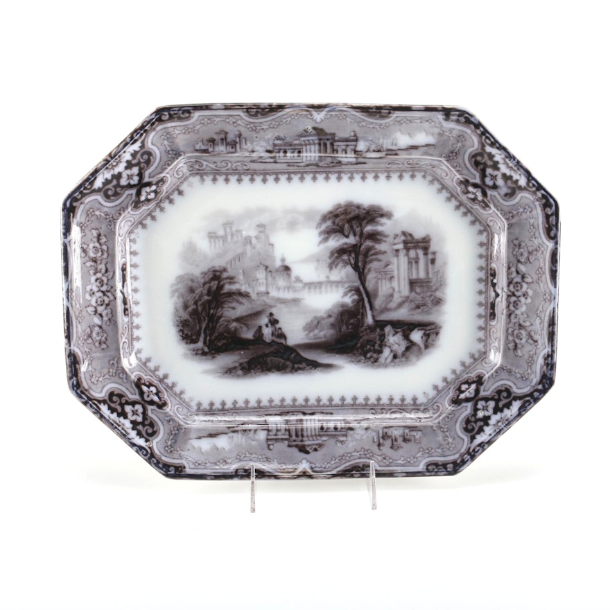 John Alcock Cobridge "Vincennes" Transfer-Printed Platter Circa 1850s