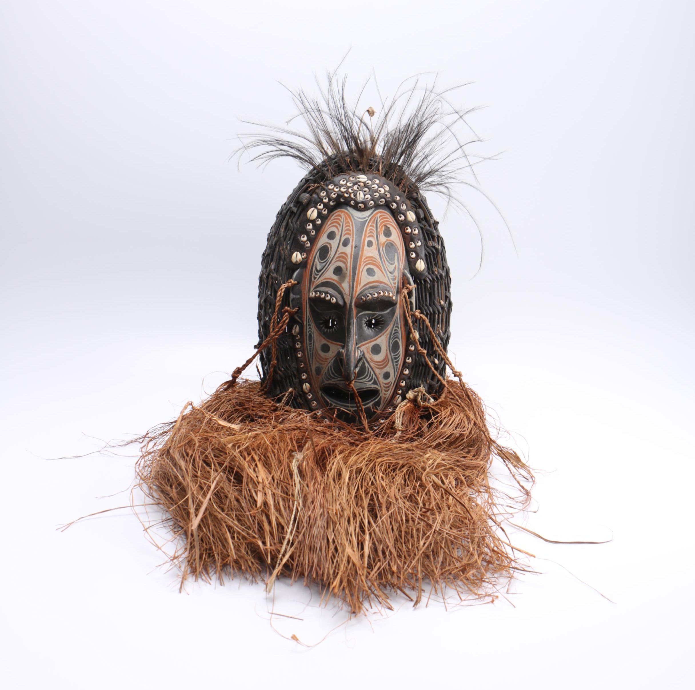 Lower Sepik River Valley Carved and Painted Basket Mask