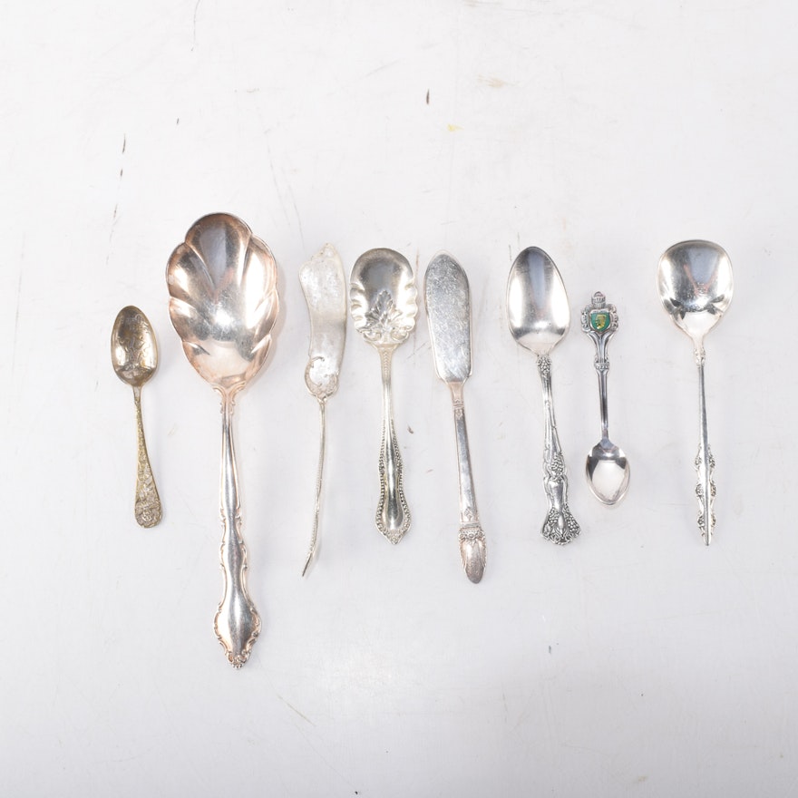 Silver Plate Spoon and Butter Knife Assortment