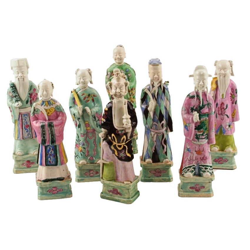 Qing Dynasty (Circa 1800)  Set of Eight Chinese Immortals