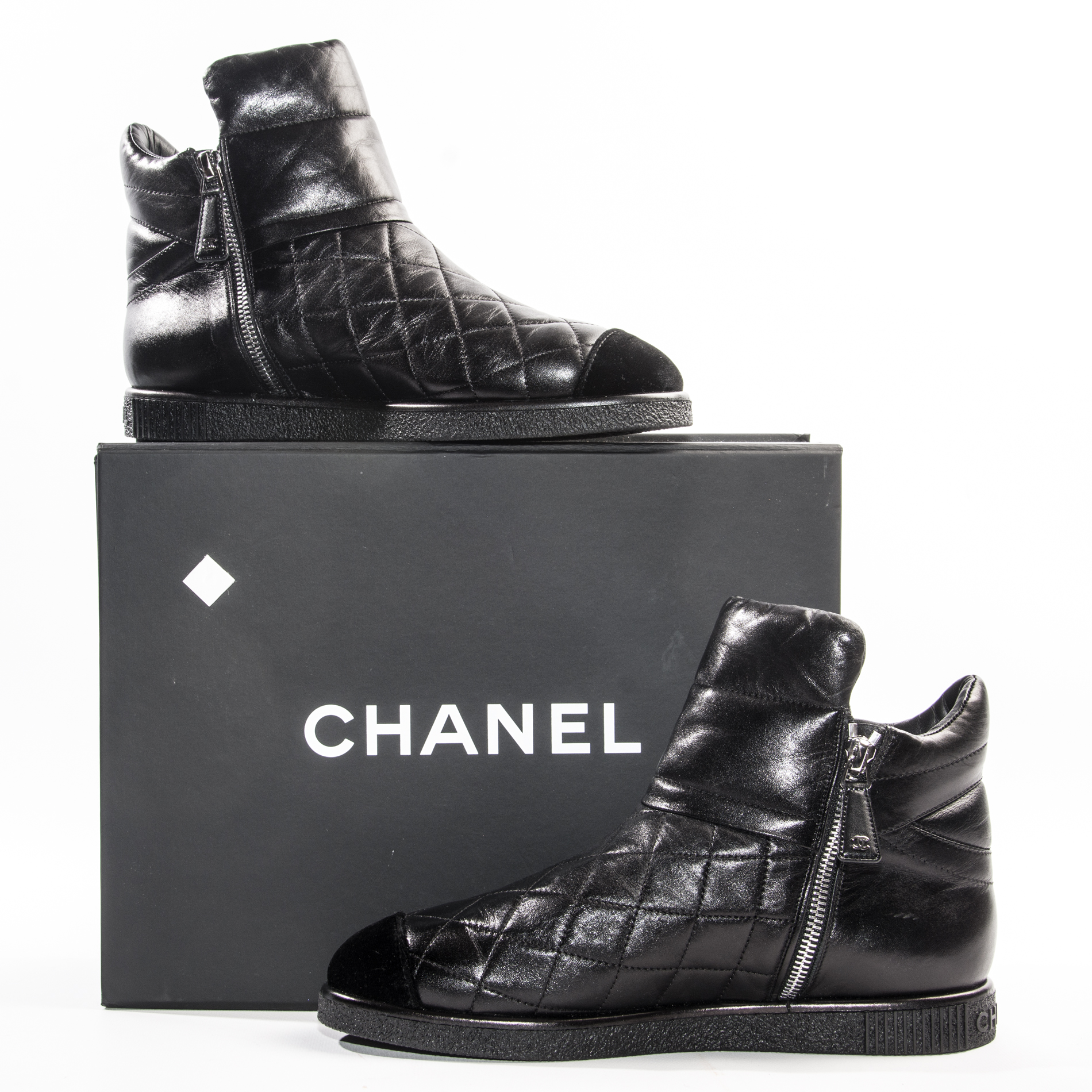 Chanel Quilted Black Sneaker Booties