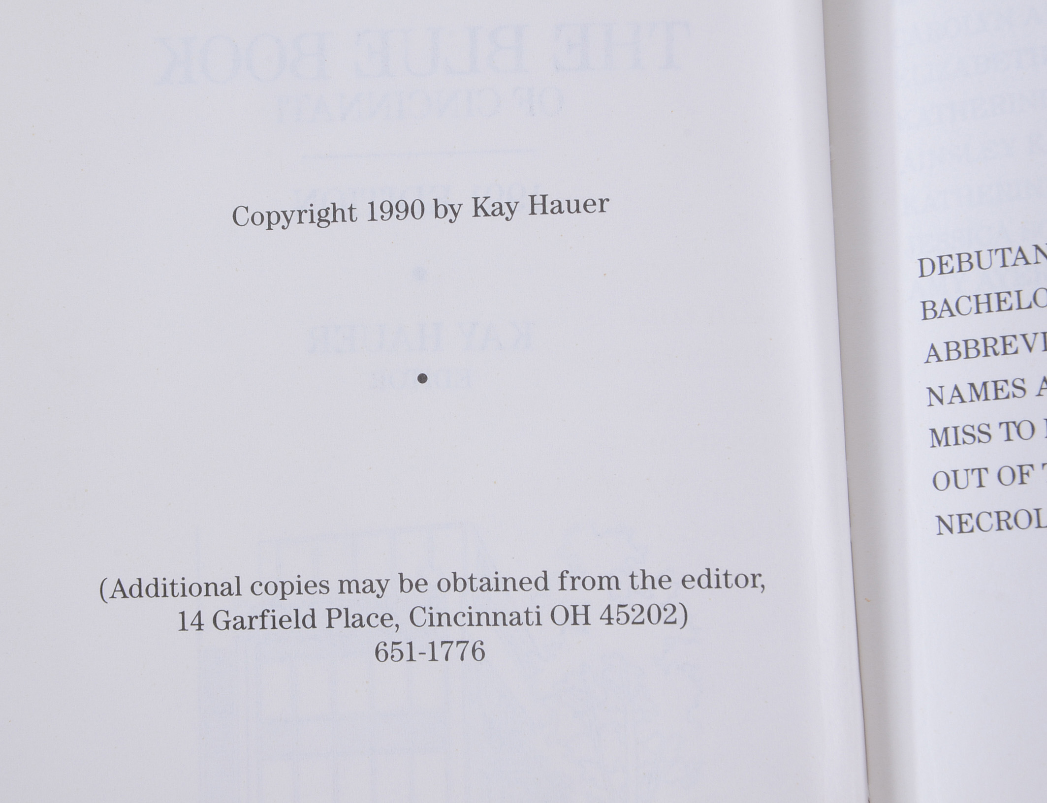 Nine Editions of  "The Blue Book of Cincinnati"