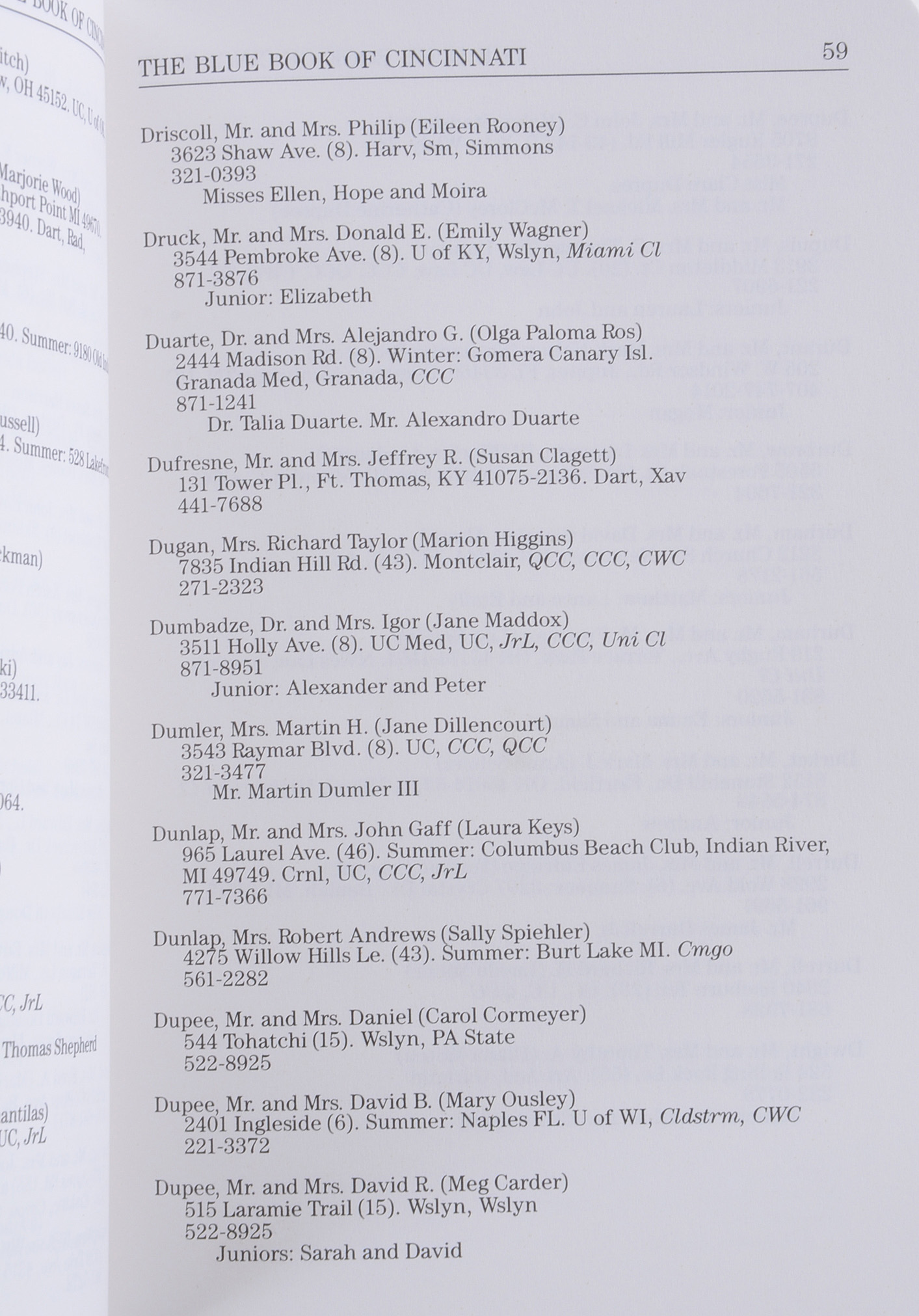 Nine Editions of  "The Blue Book of Cincinnati"