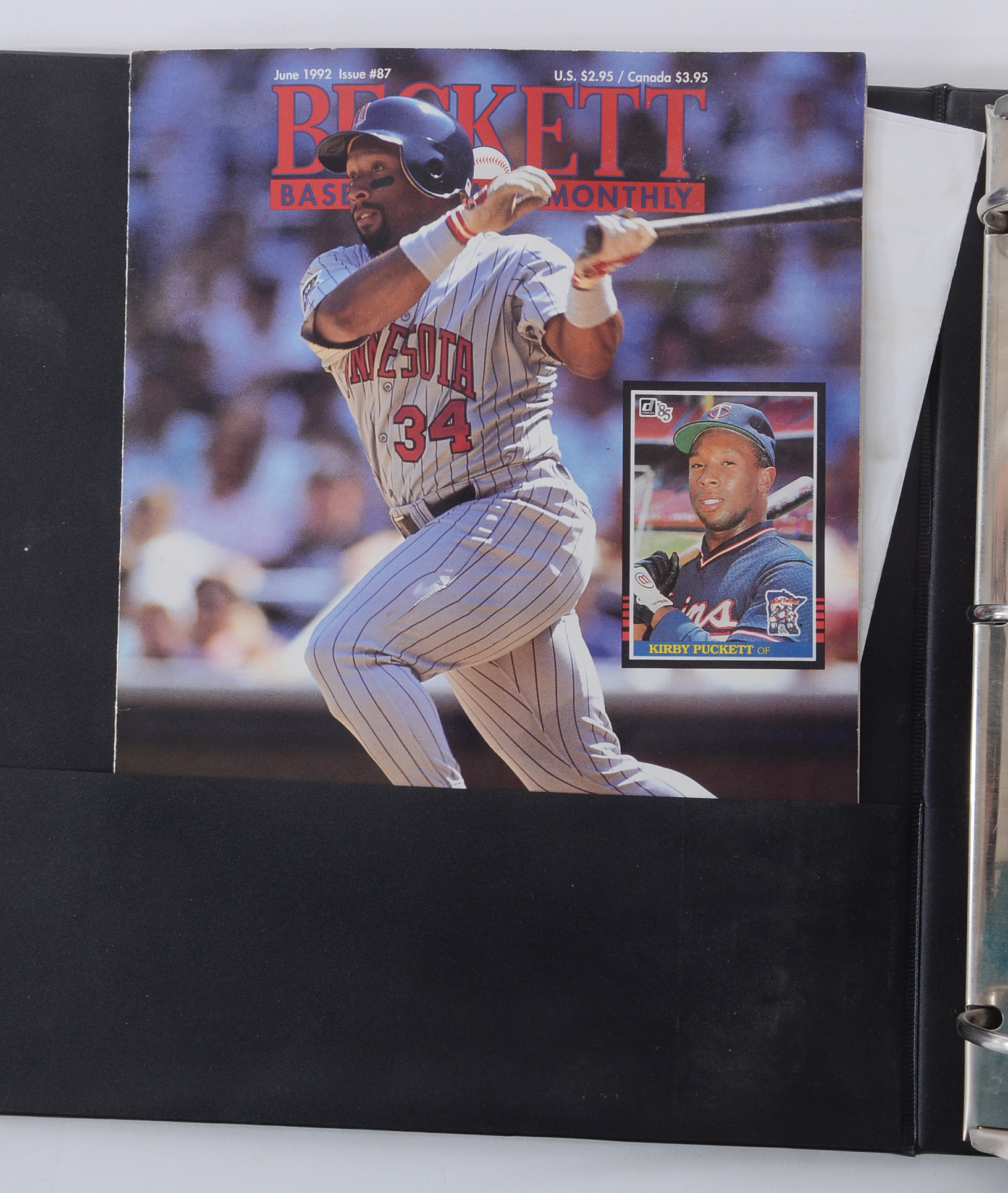 Binder of Kirby Puckett Baseball Cards