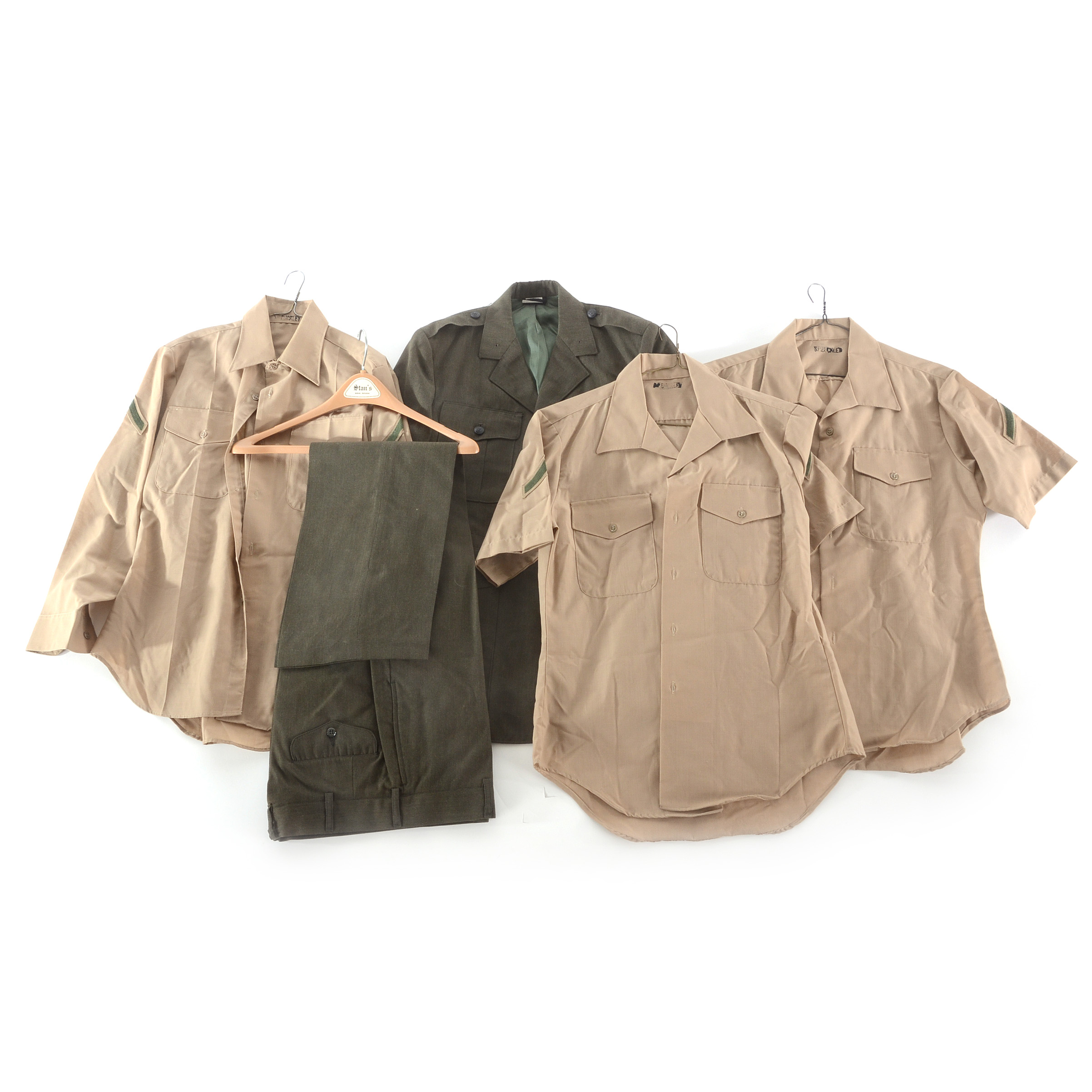 Vintage 1950s Era of USMC Private Uniform and Dress  Shirts