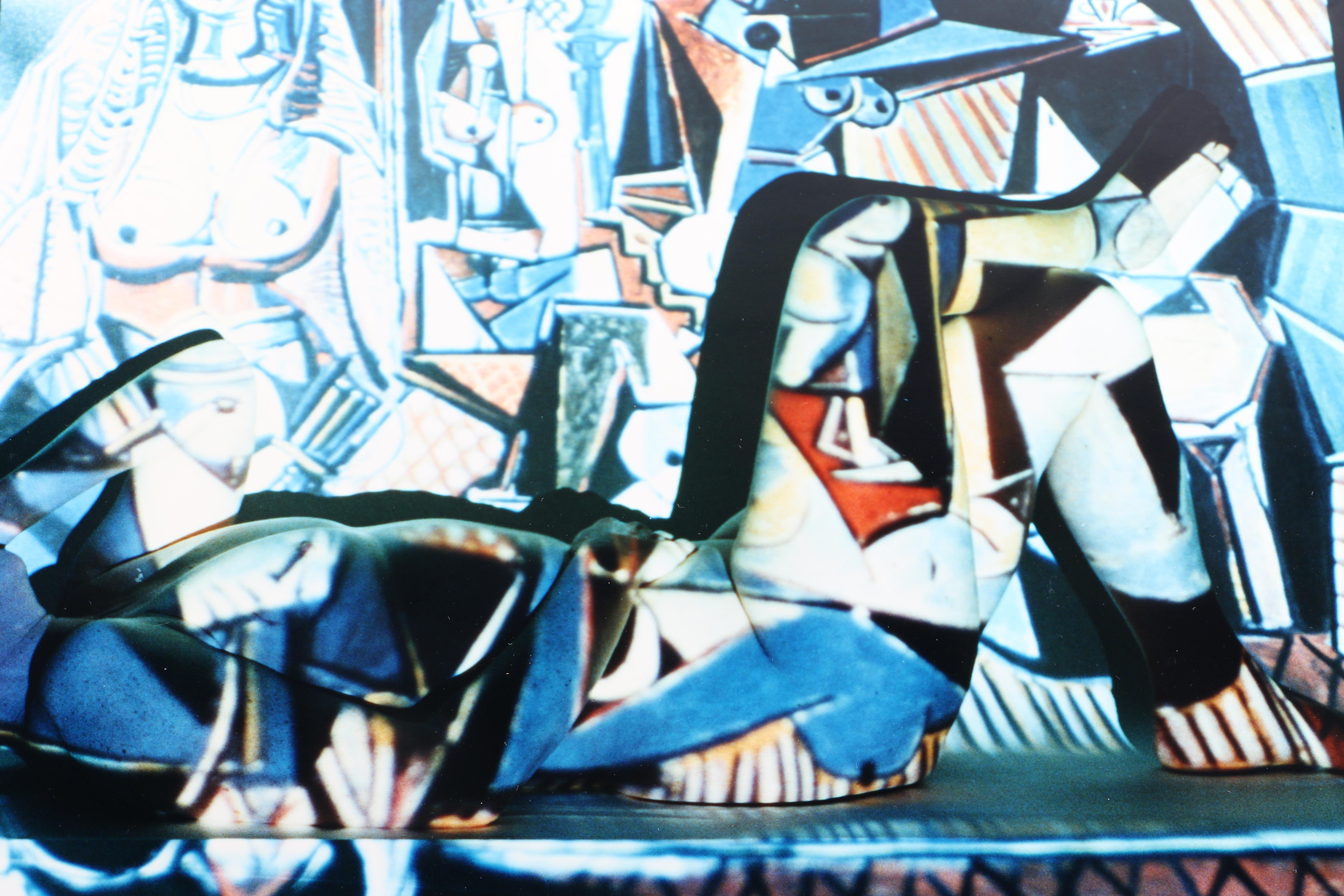 Pair of Digital Photographic Prints of Nude Women Against Projections