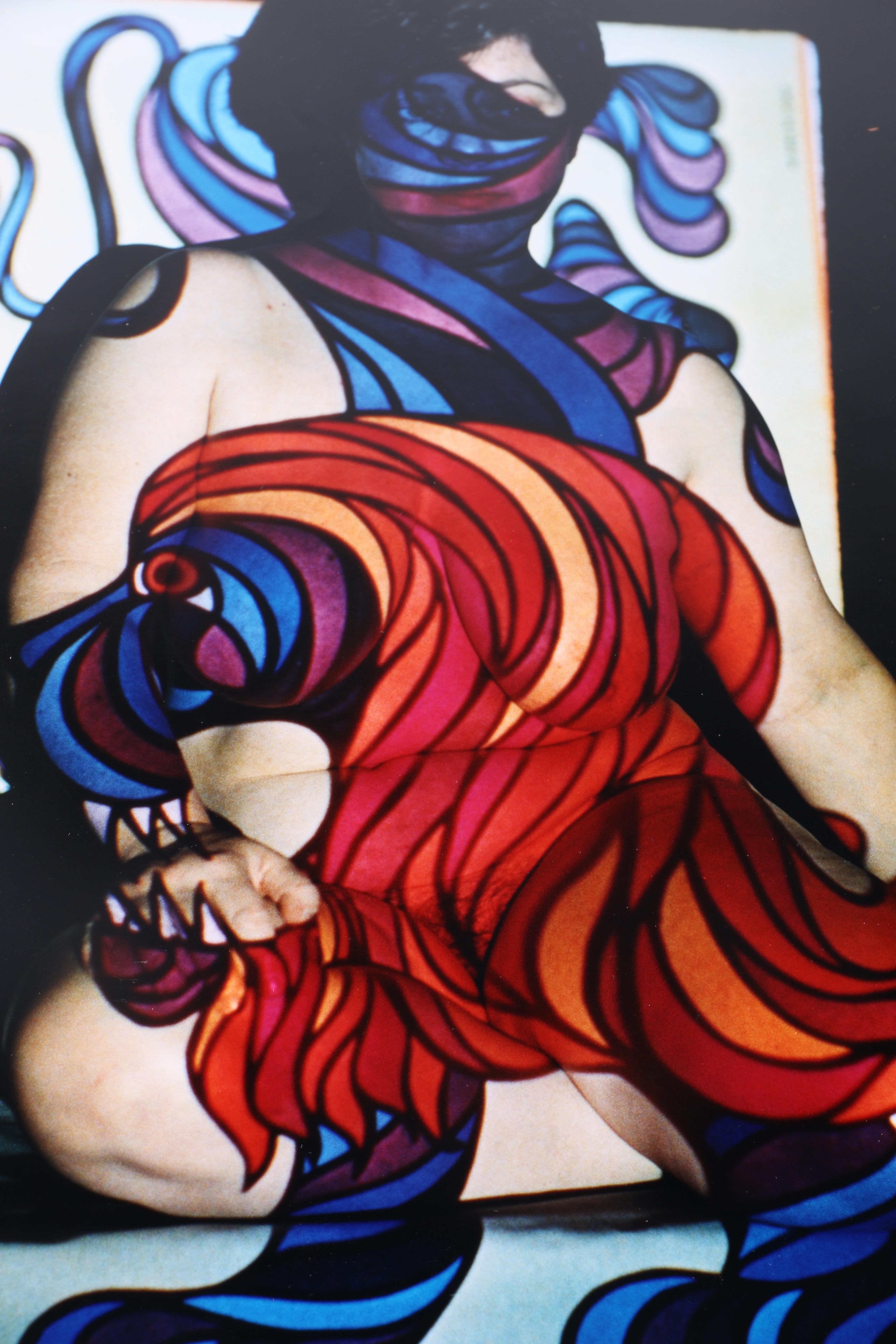 Pair of Digital Photographic Prints of Nude Women Against Projections