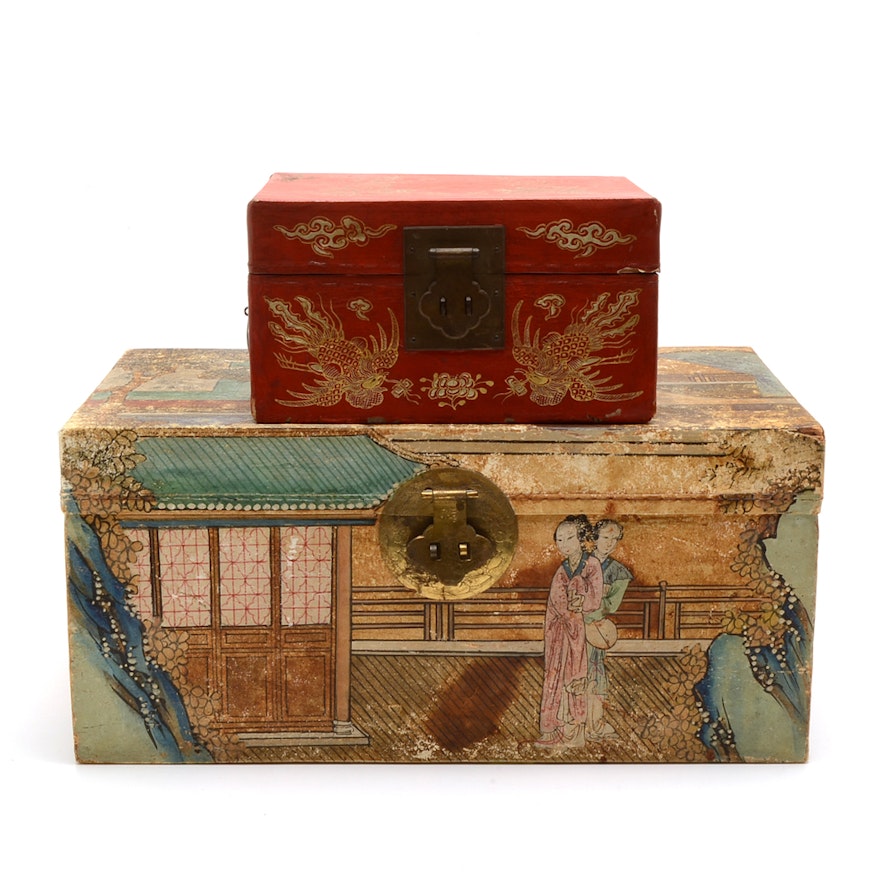 Vintage Chinese Hand-Painted Boxes