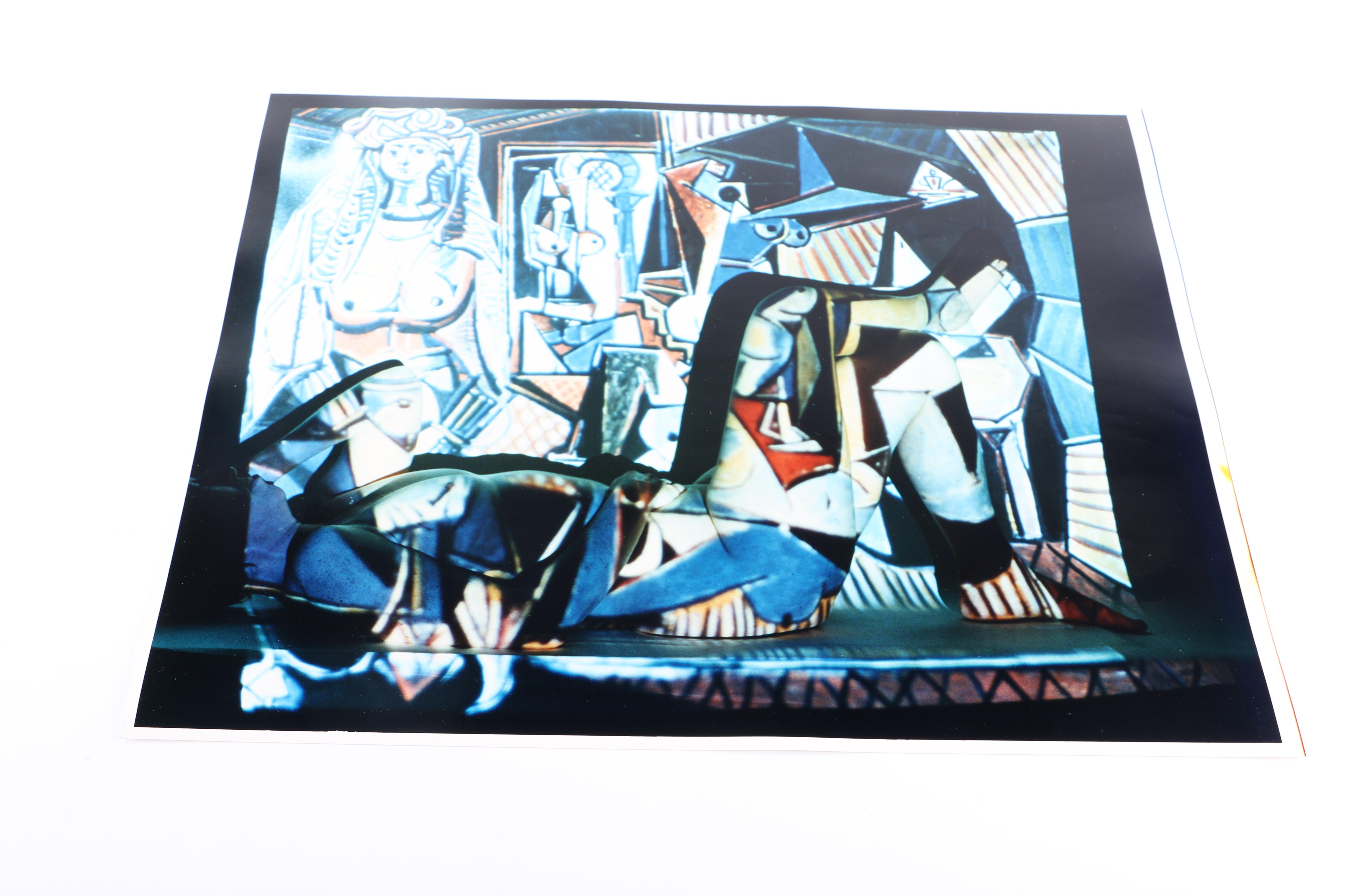 Pair of Digital Photographic Prints of Nude Women Against Projections