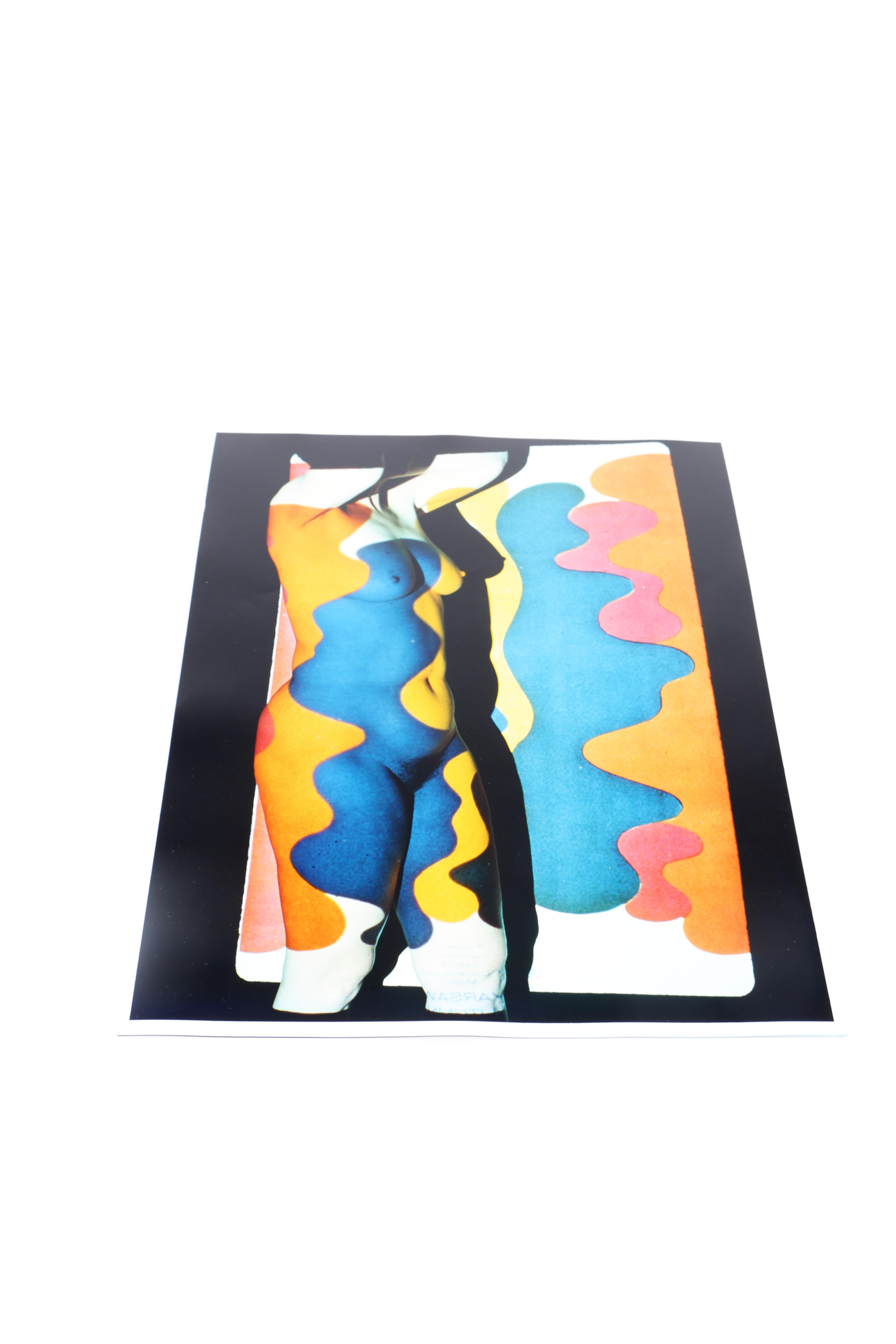 Pair of Digital Photographic Prints of Nude Women Against Projections