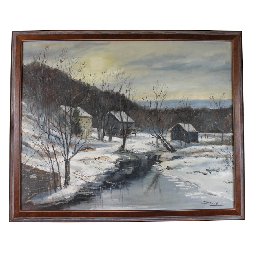 Robert E. Doney Original Landscape Oil Painting "Rinker's Farm"