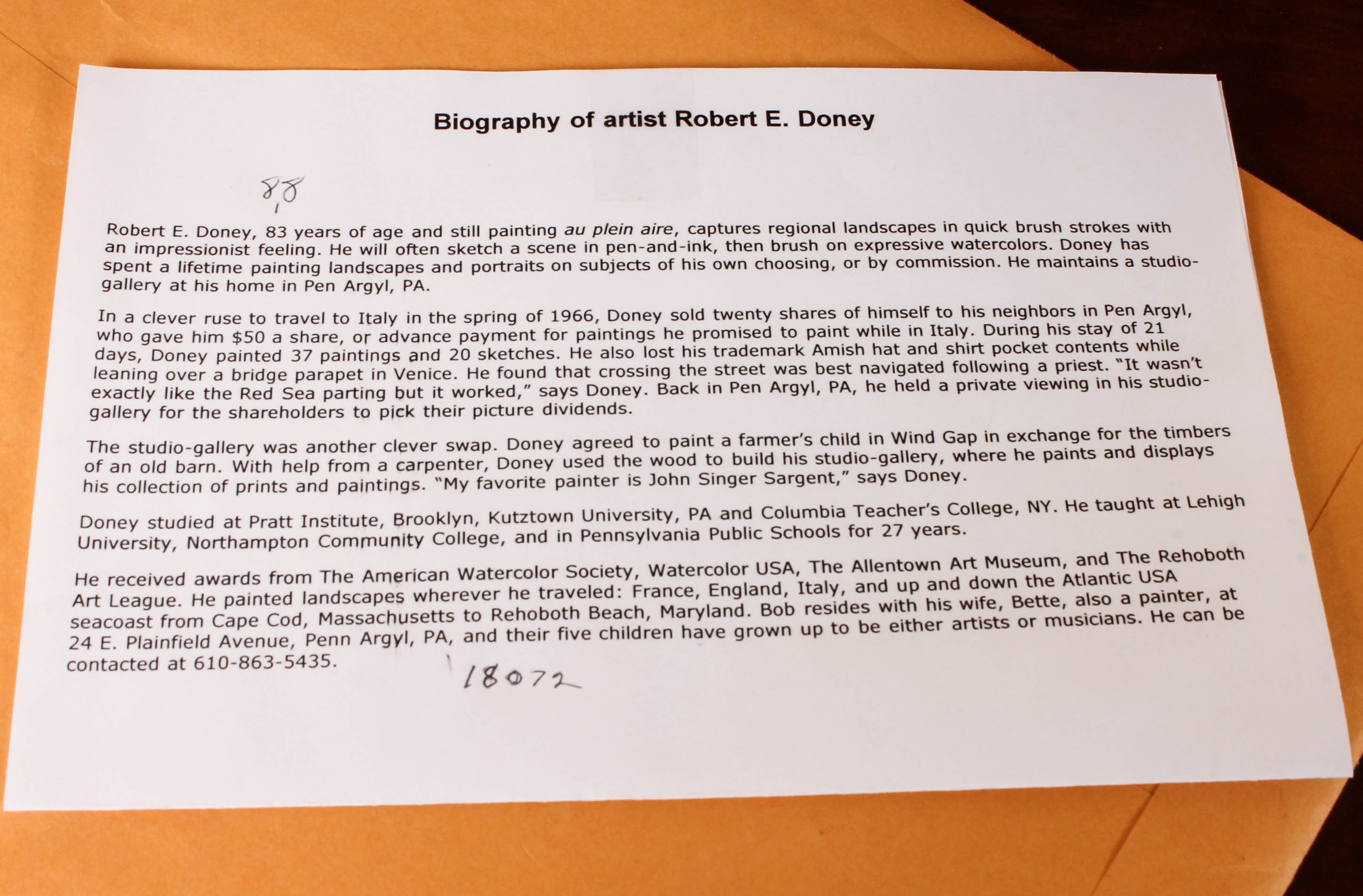 Robert E. Doney Original Landscape Oil Painting "Rinker's Farm"