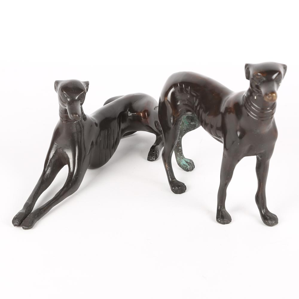 Bronze Tone Greyhound Statuettes