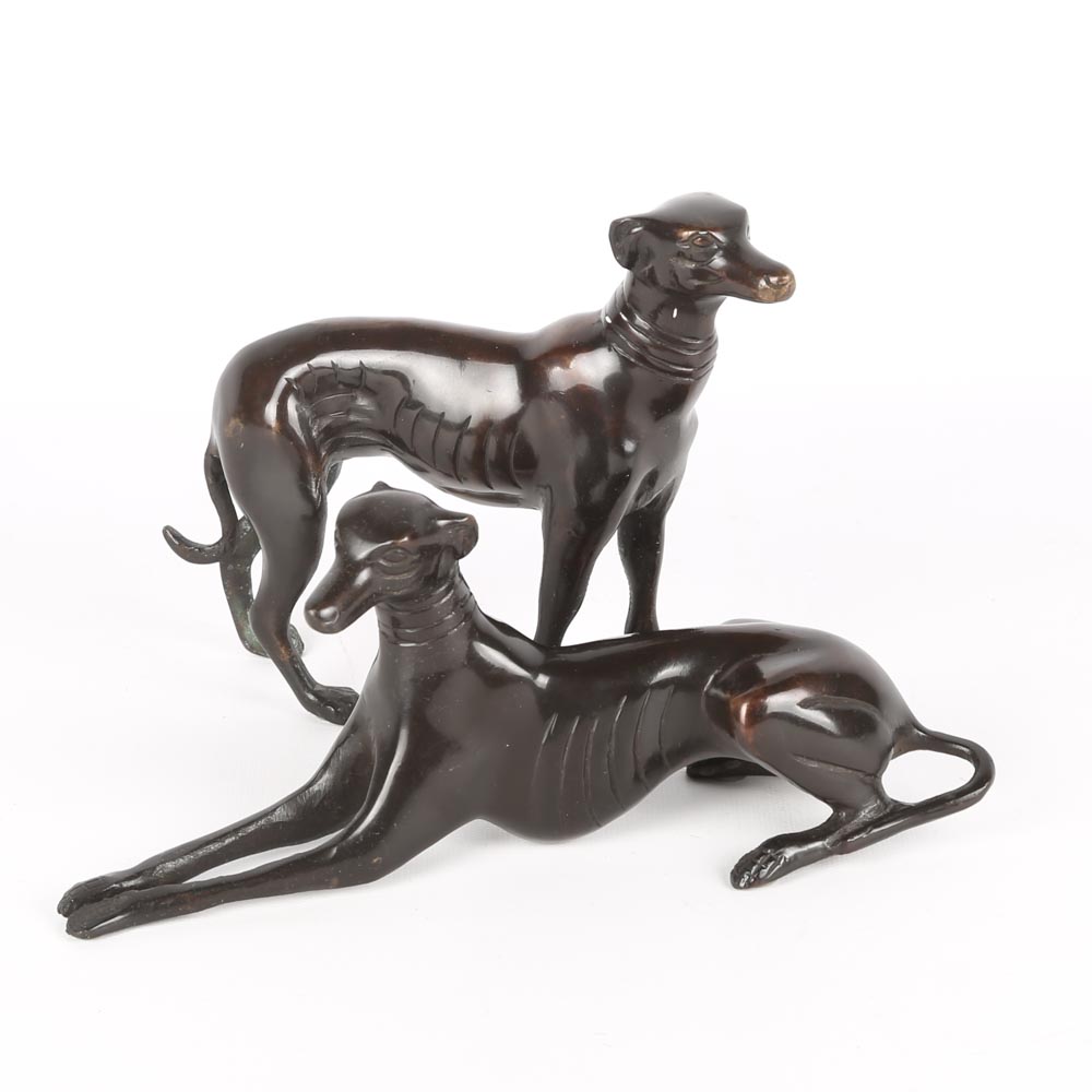 Bronze Tone Greyhound Statuettes