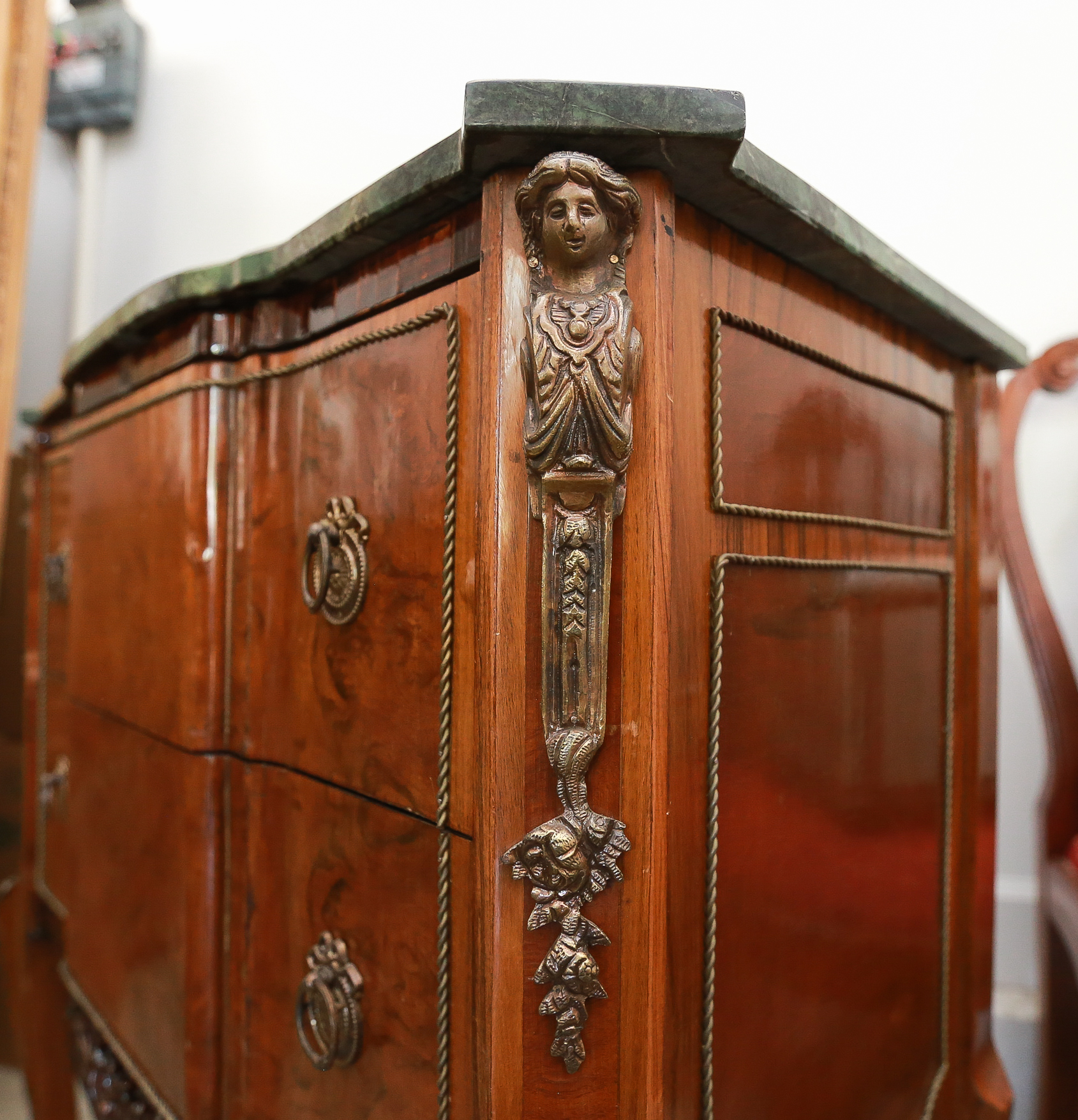 Vintage Louis Phillipe Style Block Front Side Cabinet