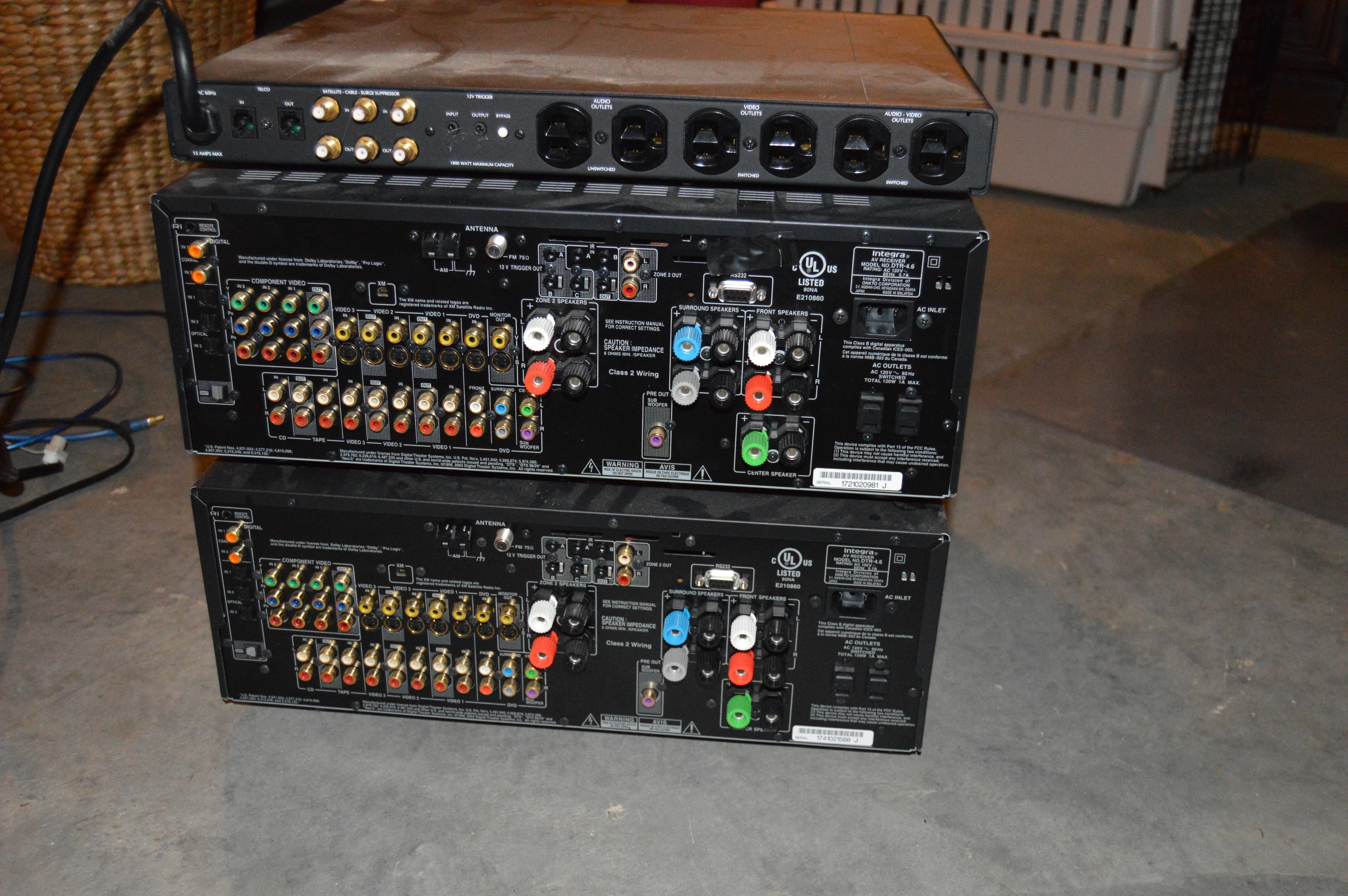 Pair of Integra Home Theaters and One Furman Power Conditioner