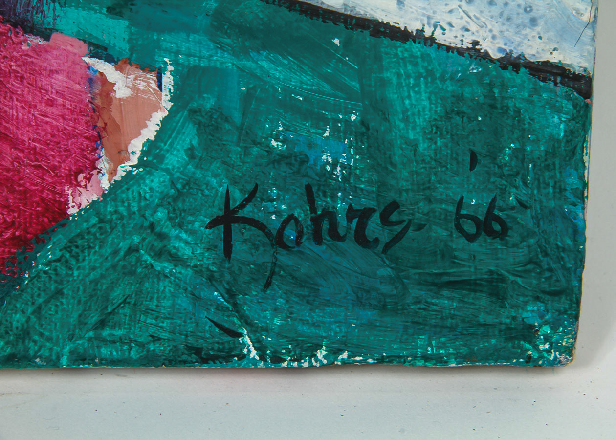 Kohrs Oil Painting on Canvas "Coral and Jade Abstract"